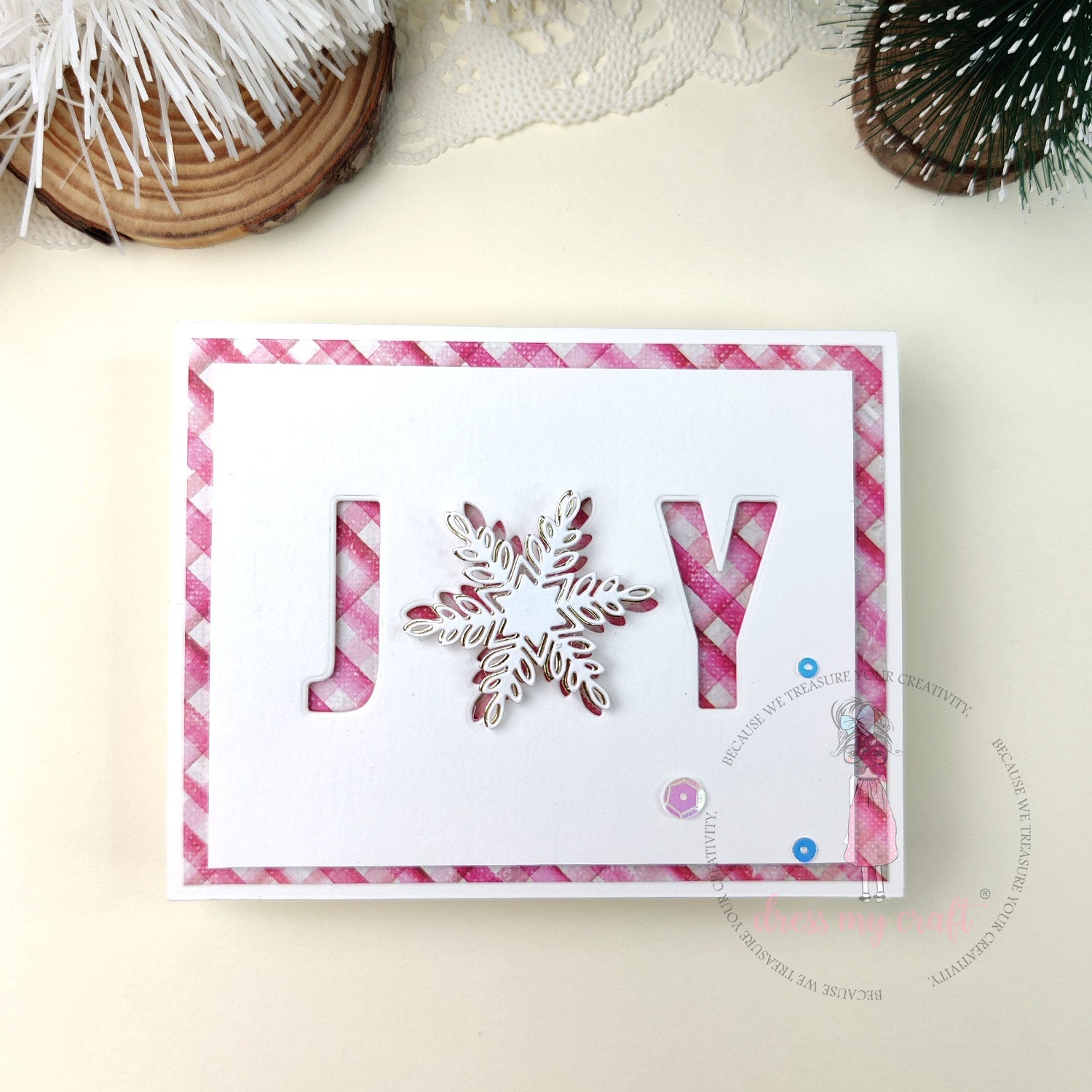 Joy Christmas Card – Snowflake Cutout Design