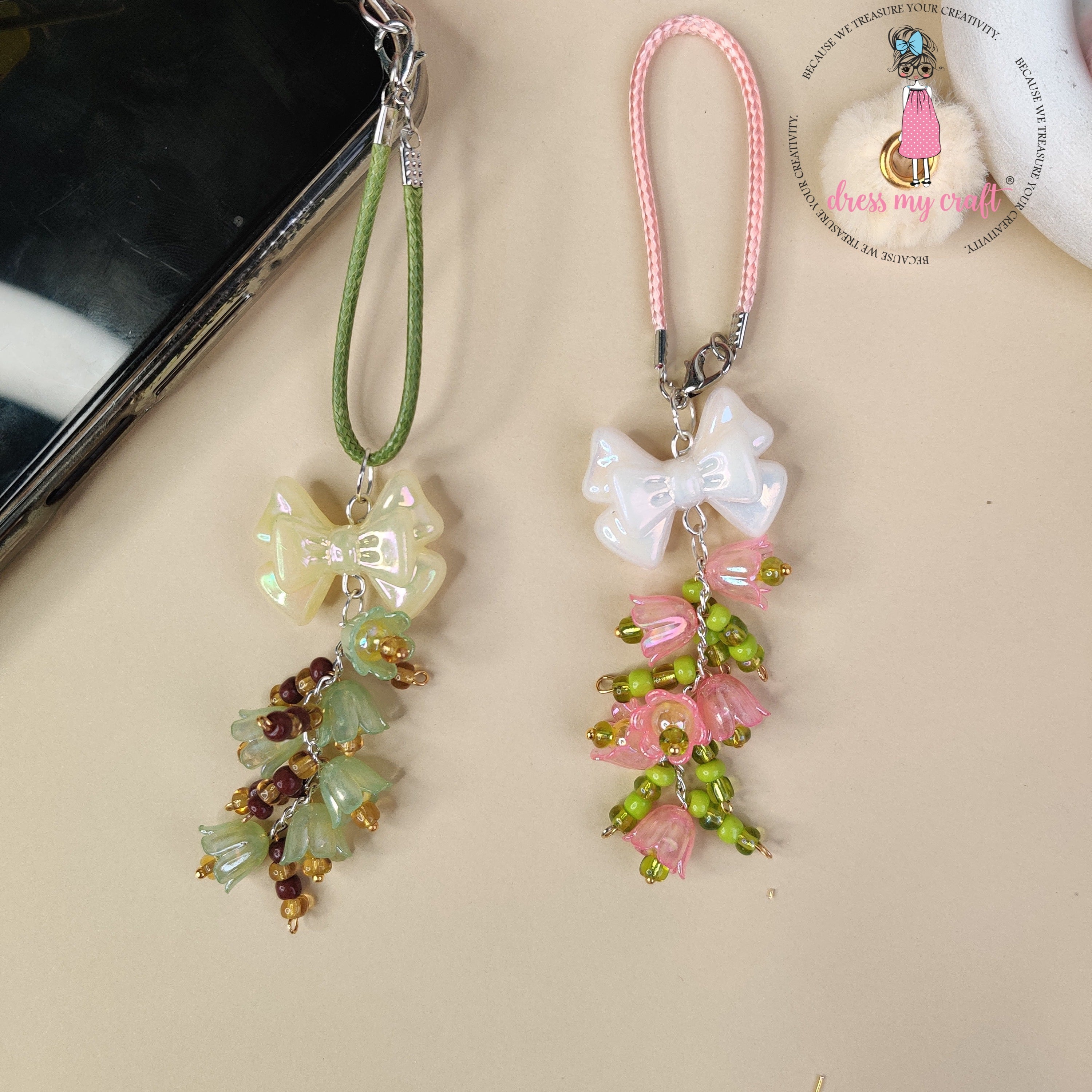 Beaded Flower Phone Charm