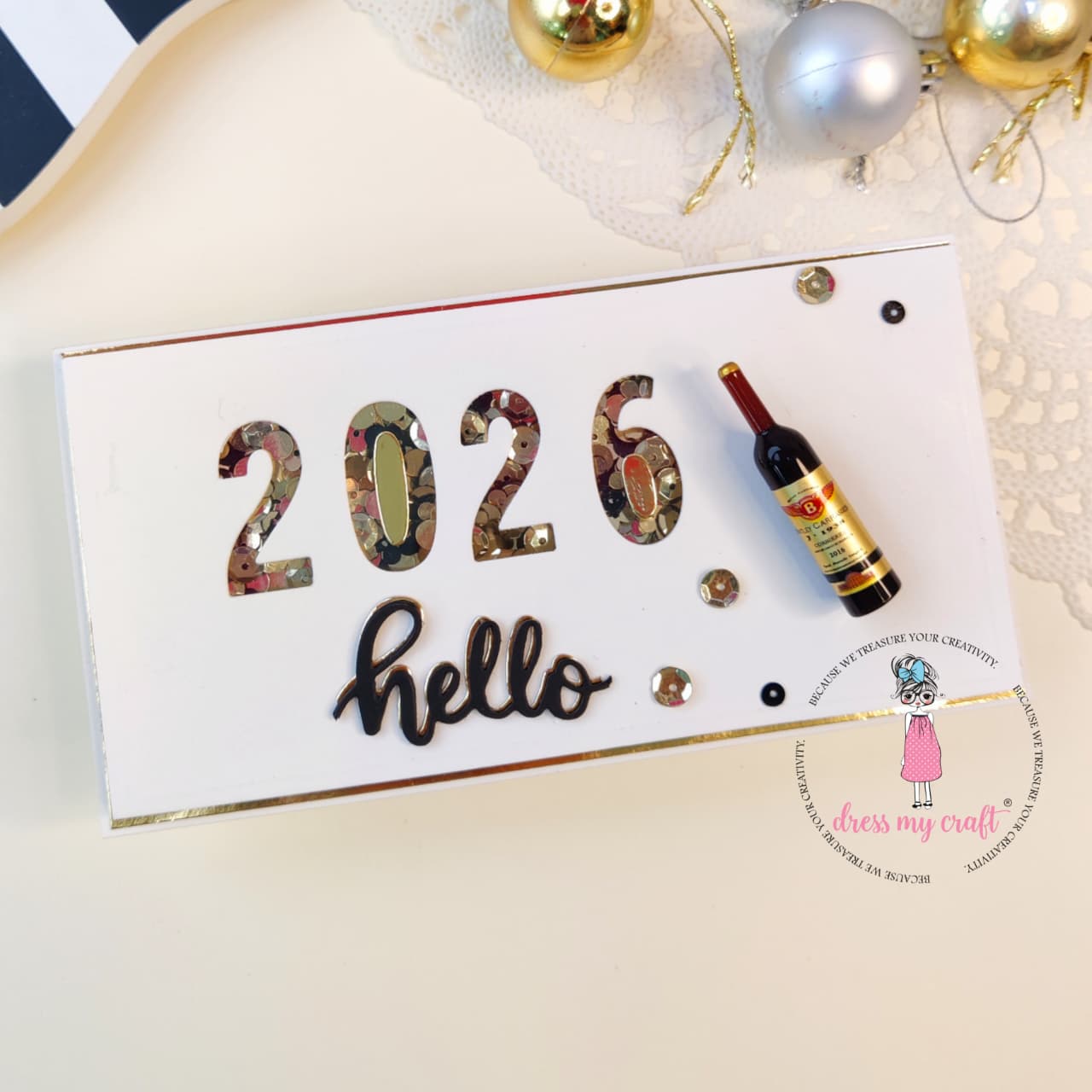 Hello 2026 – Handmade Shaker  Card