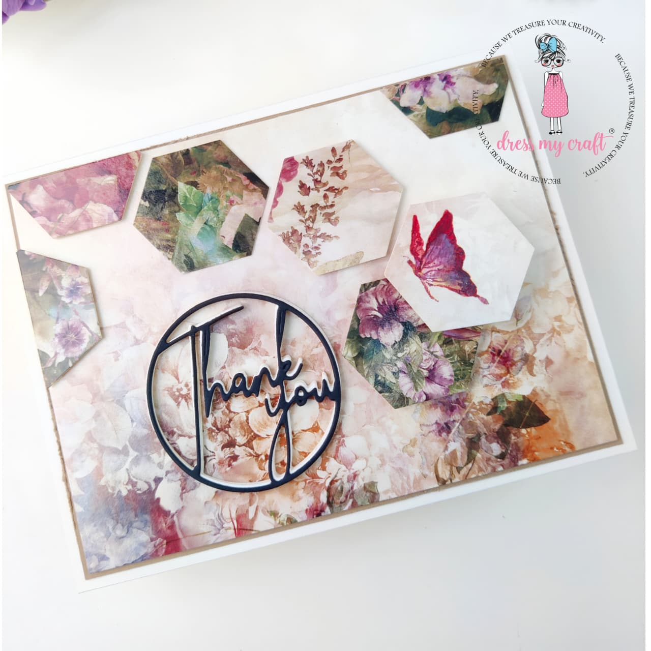 Floral Hexagon Thank You Card