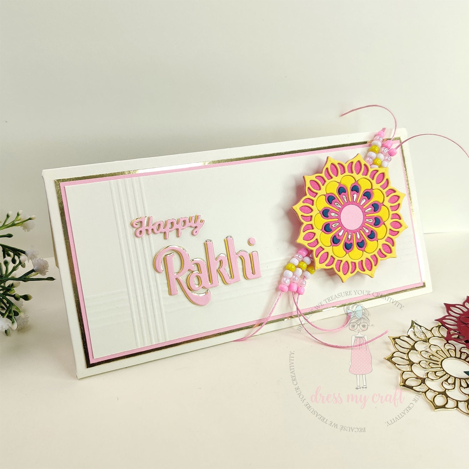 Happy Rakhi Card with Decorative Rakhi
