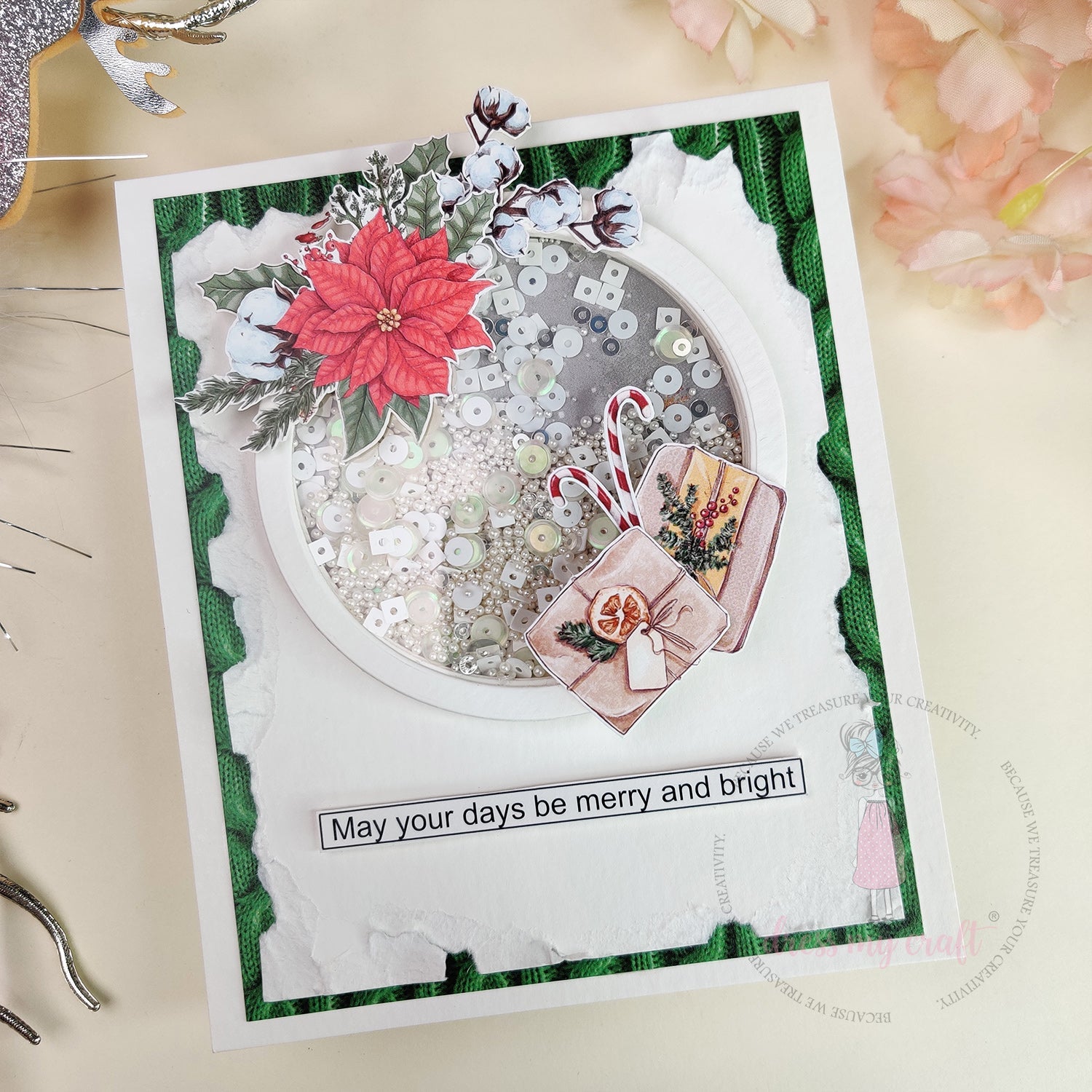 Christmas Shaker Card with Gift Tag