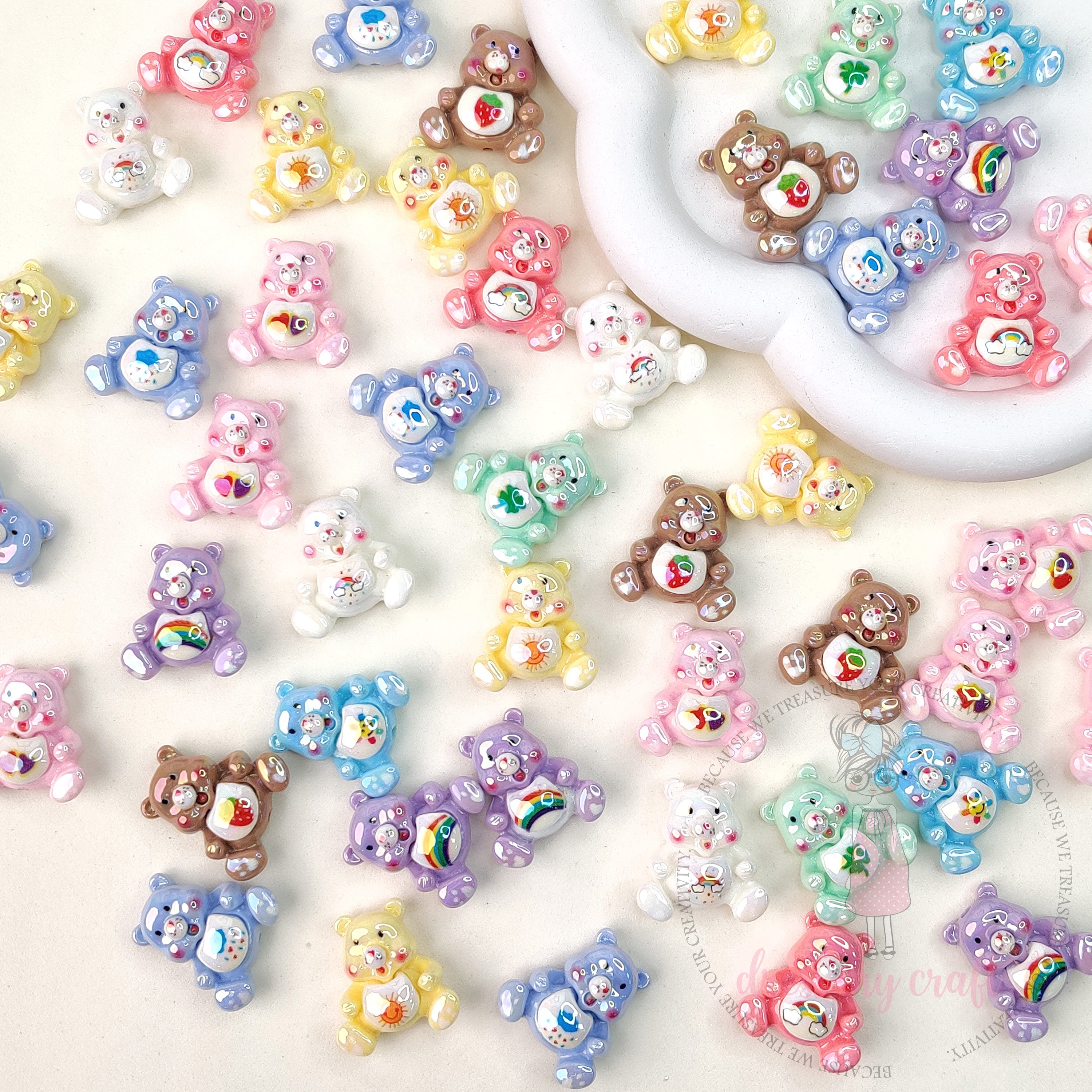 Pastel Teddy Bear Beads - 10 Pcs