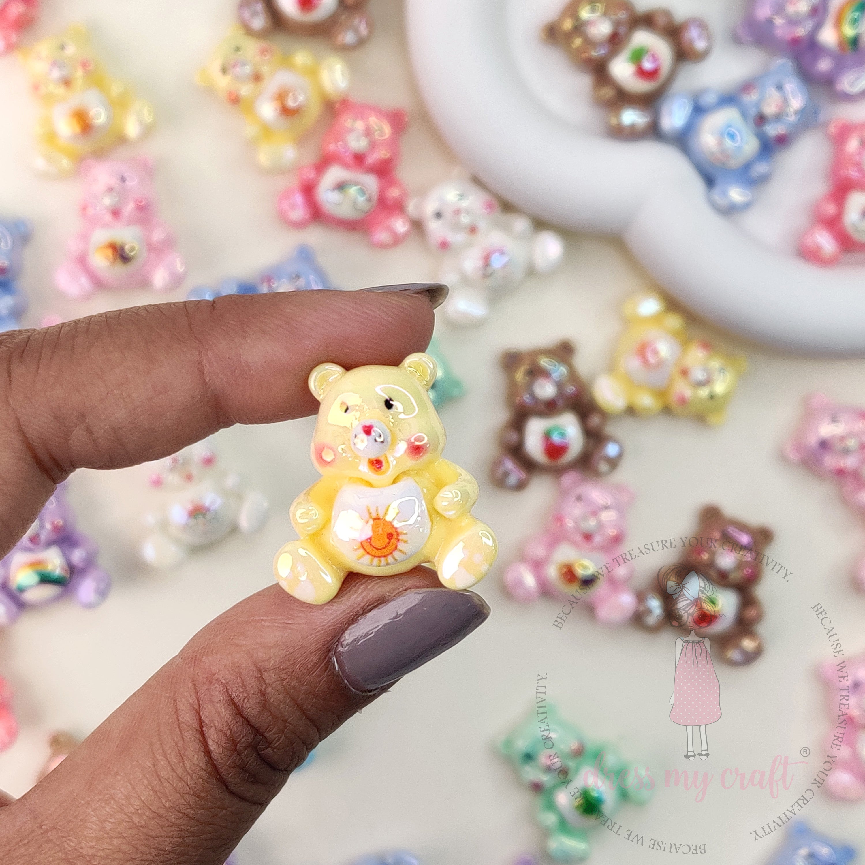 Pastel Teddy Bear Beads - 10 Pcs