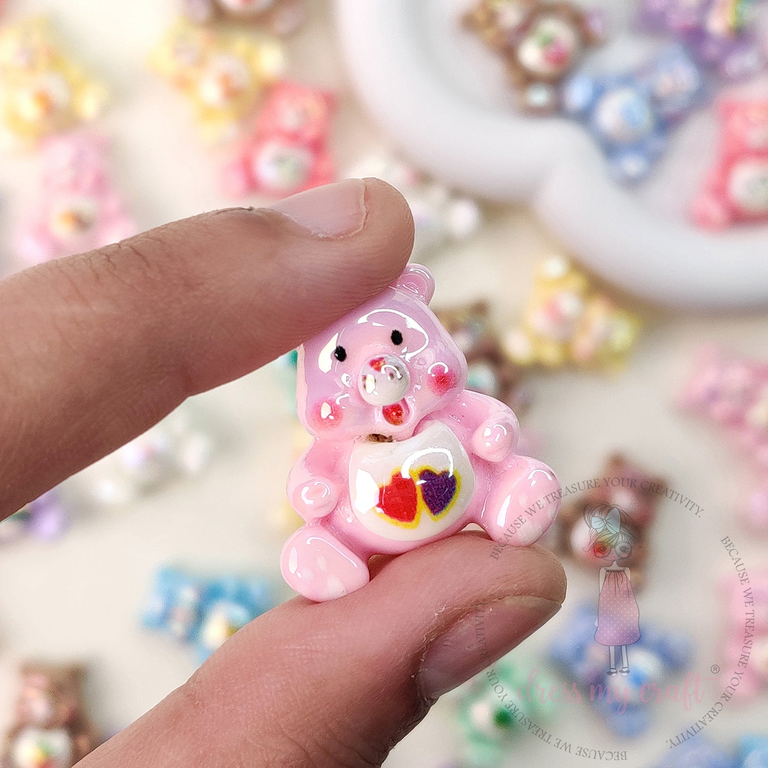 Pastel Teddy Bear Beads - 10 Pcs