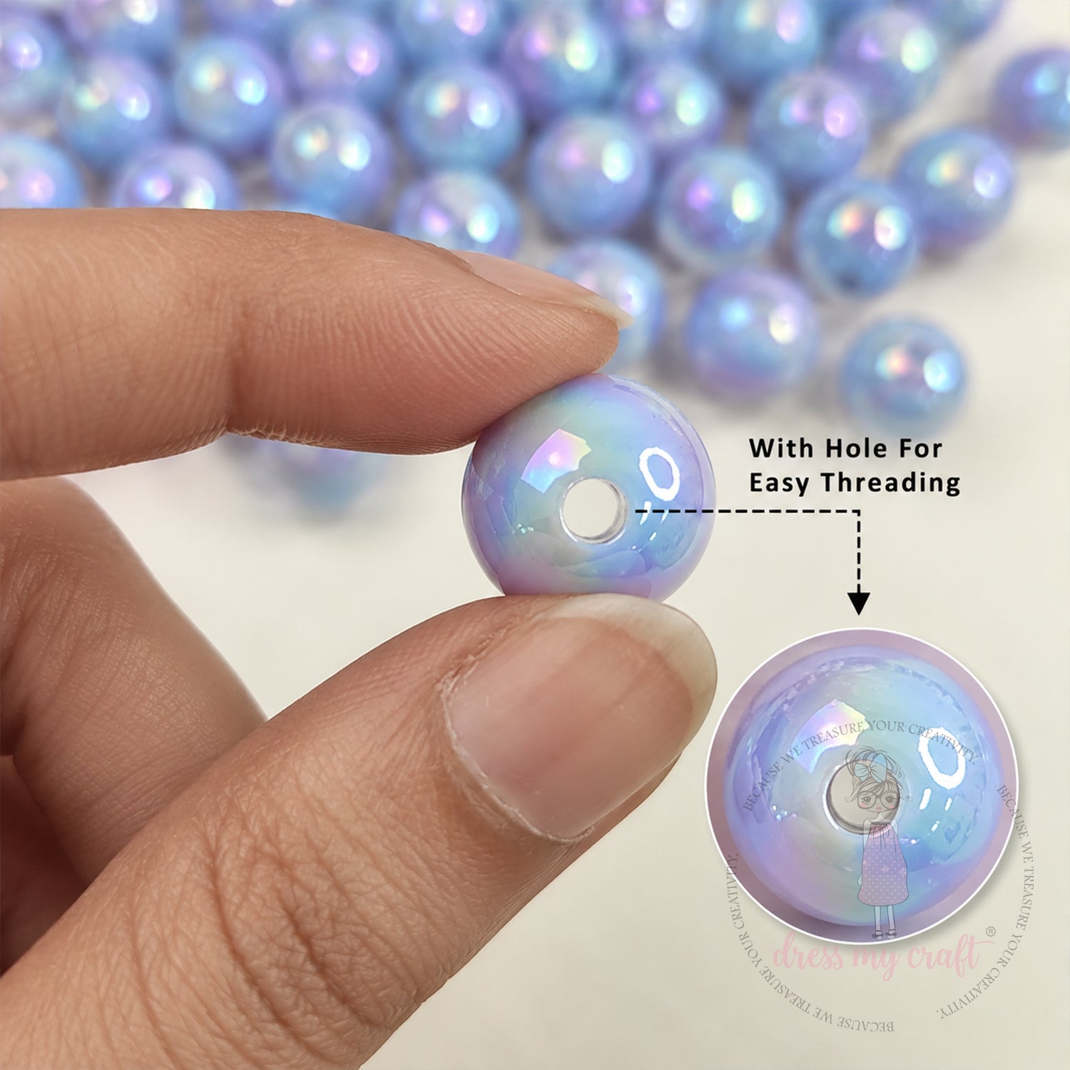 Holographic Premium Acrylic Beads - Ocean Blue