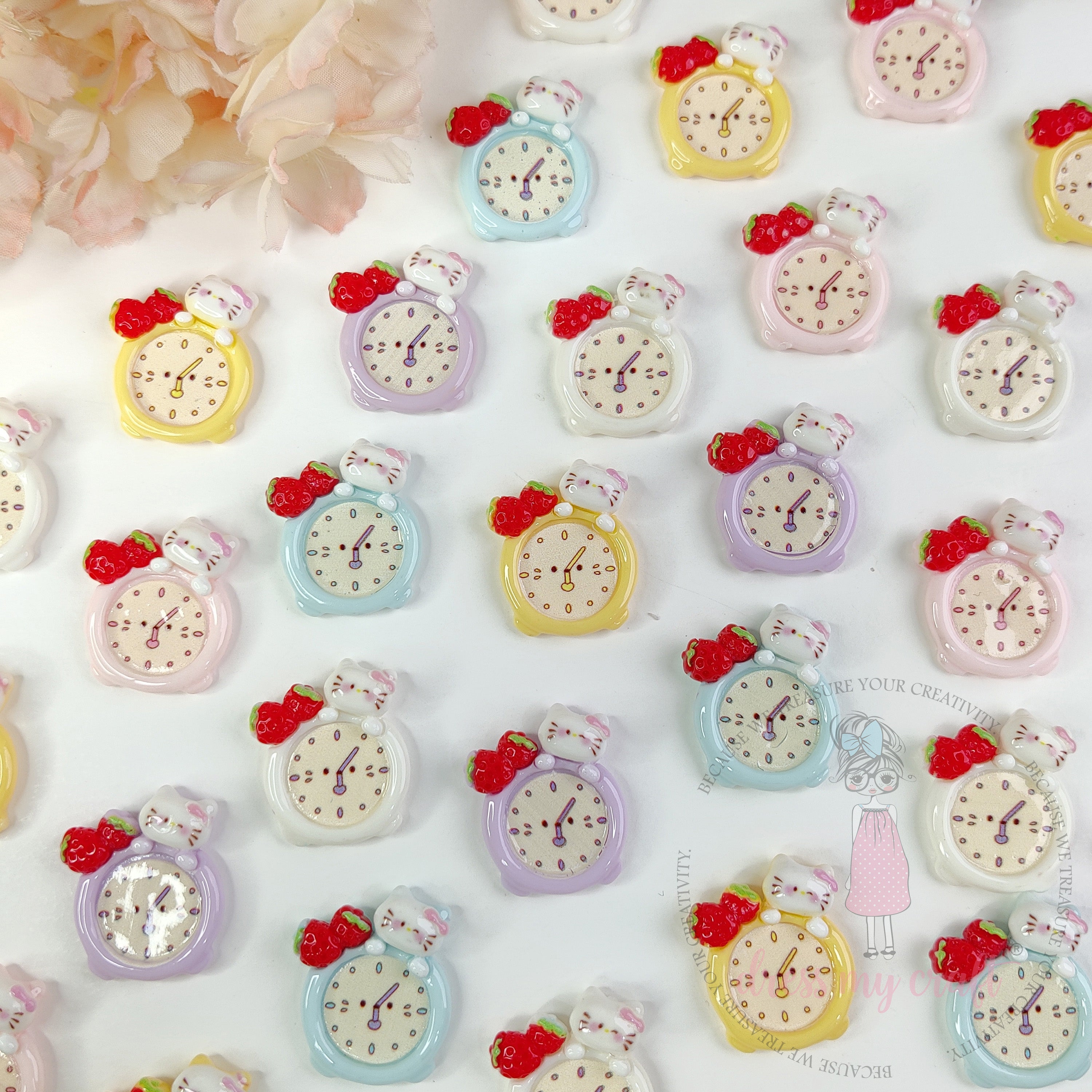 Berry Kitty Clock Cabochons