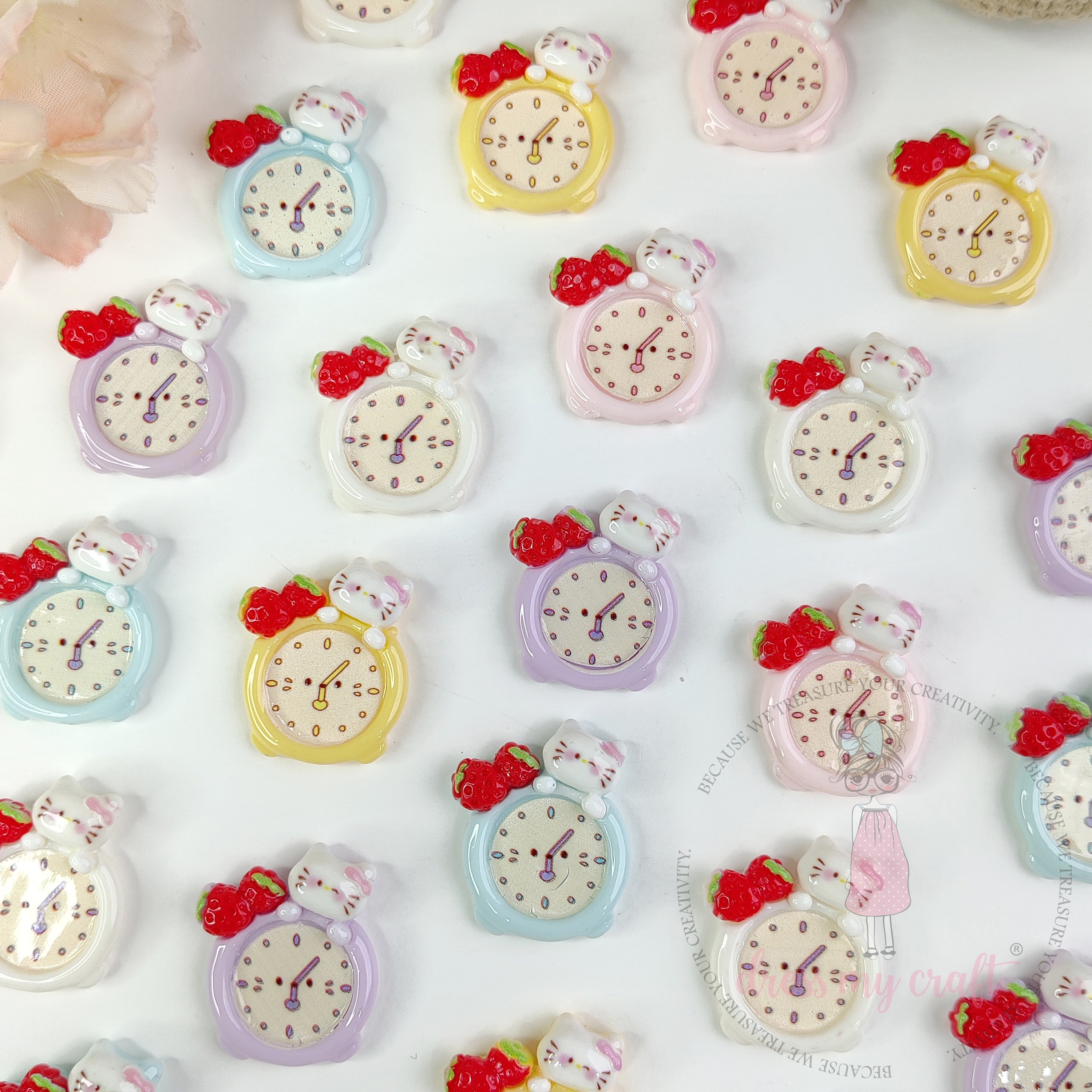 Berry Kitty Clock Cabochons