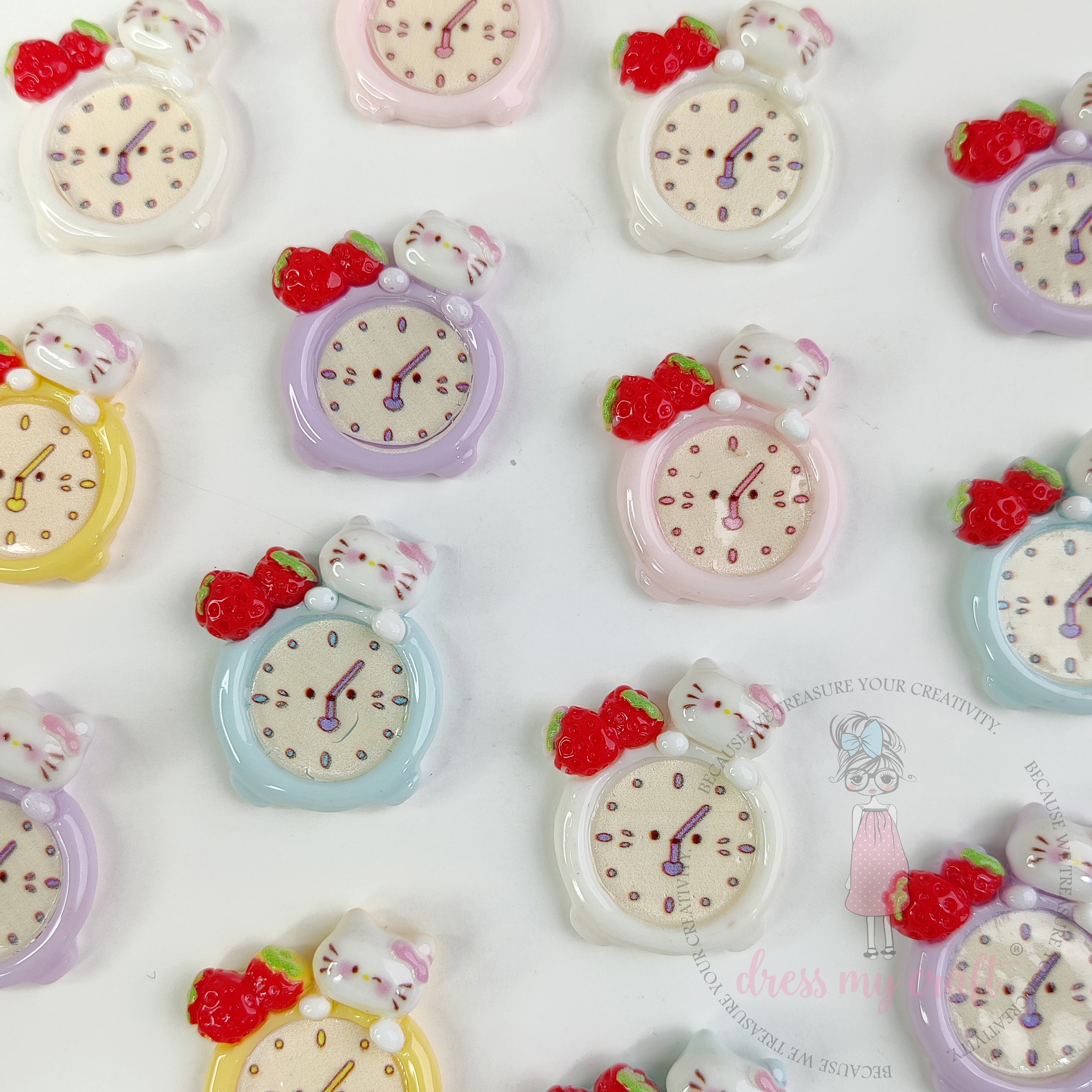 Berry Kitty Clock Cabochons