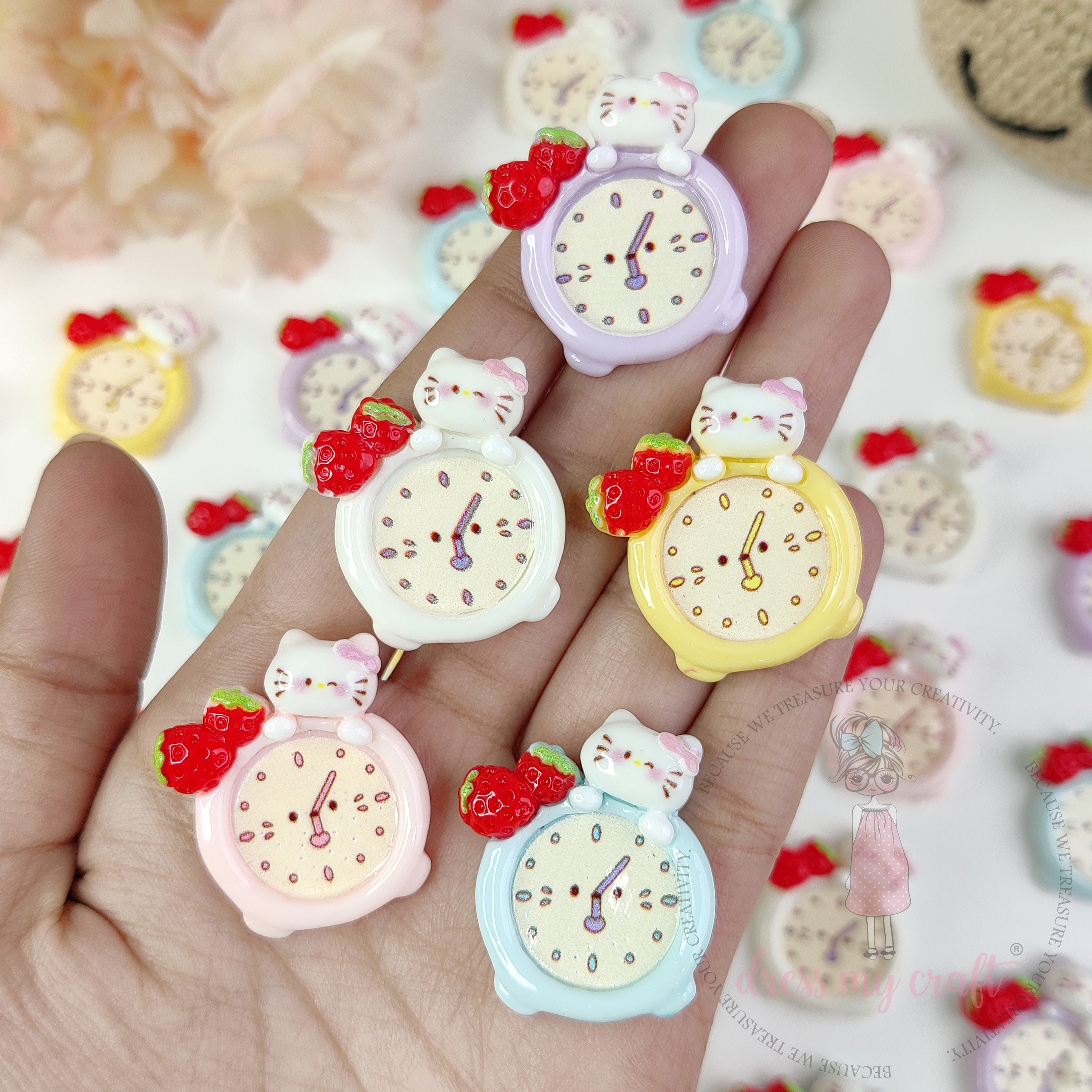 Berry Kitty Clock Cabochons