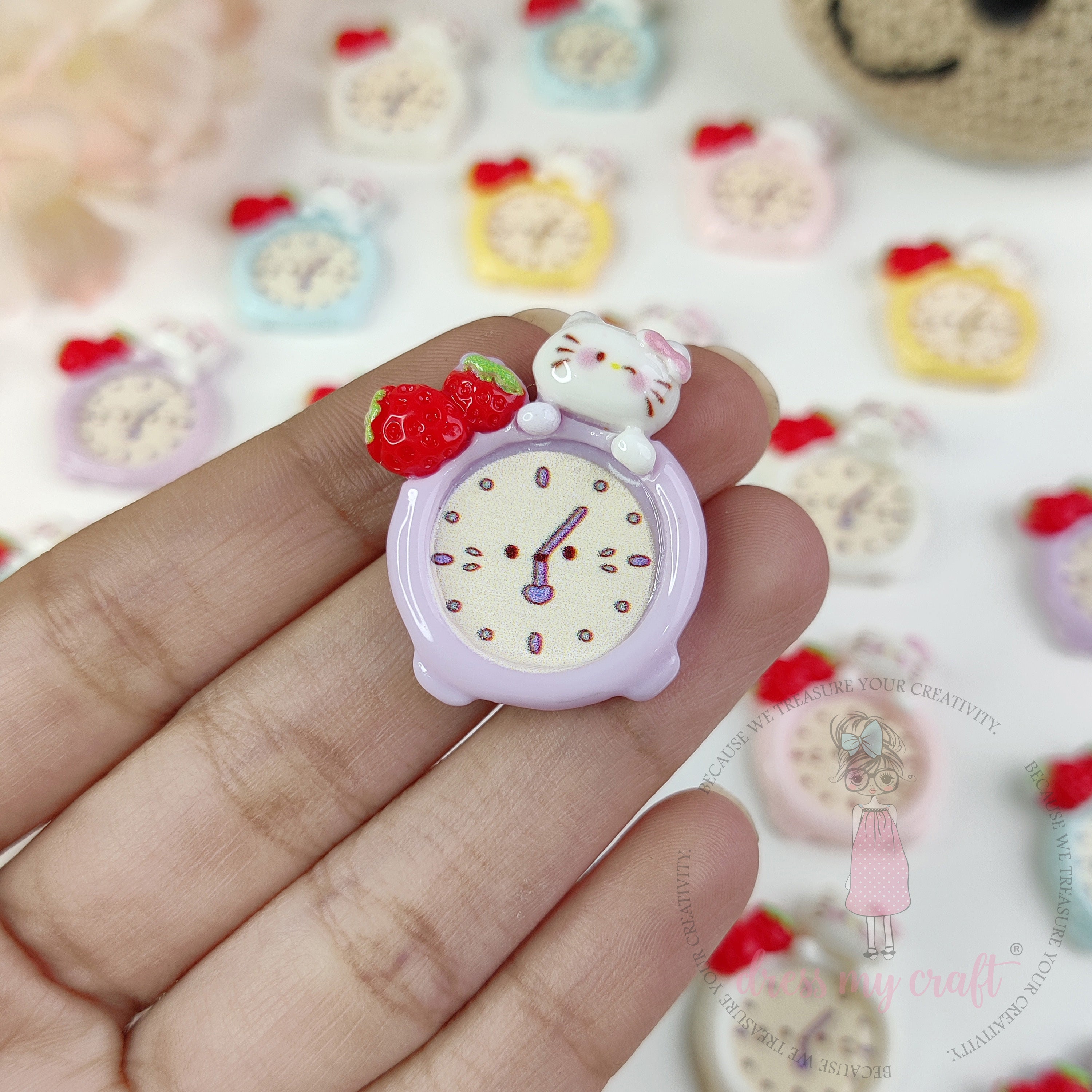 Berry Kitty Clock Cabochons