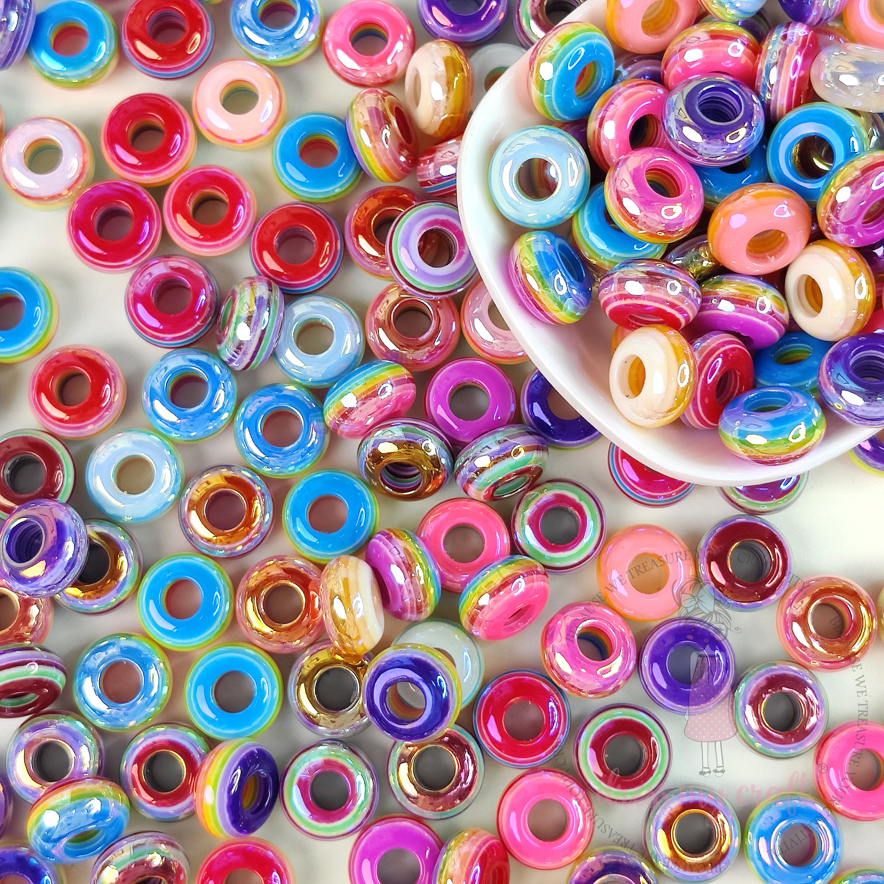 Holographic Unicorn Donut Beads