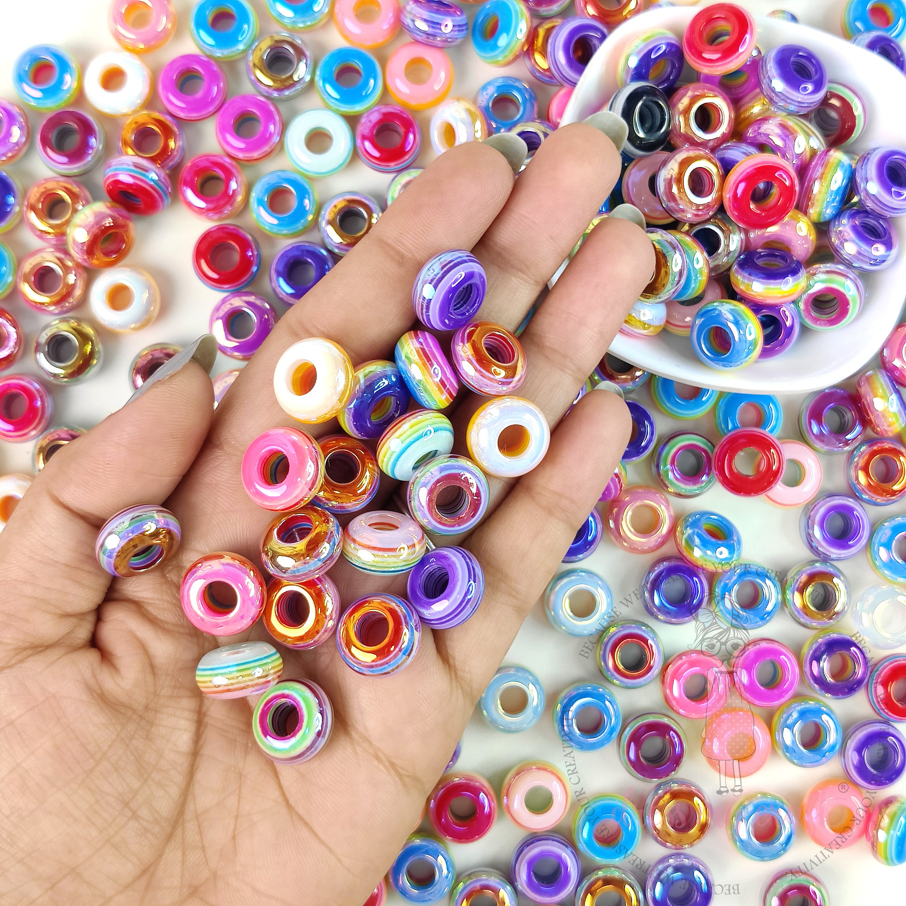 Holographic Unicorn Donut Beads