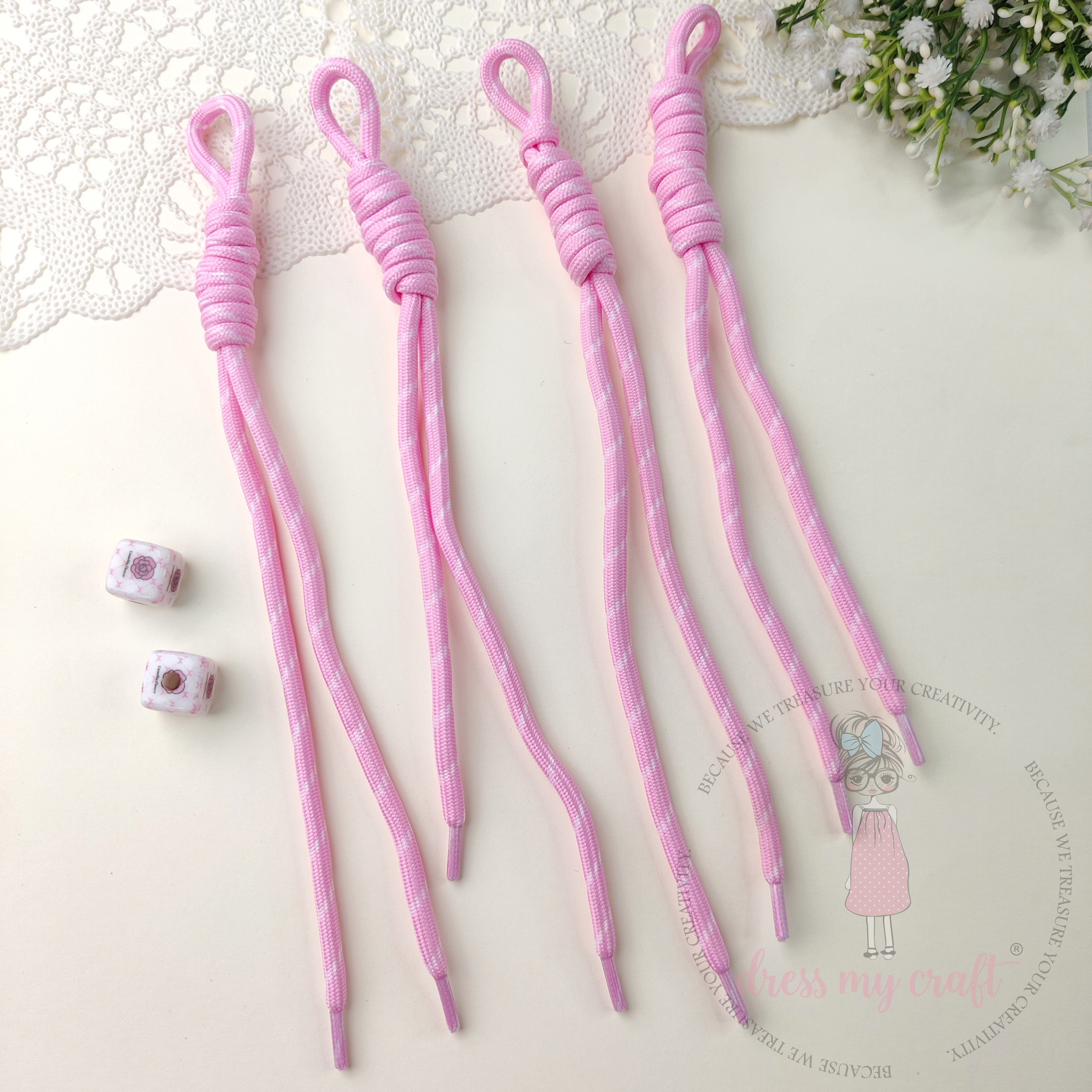Braided Knot Rope #2 - Pink, 4 Pcs