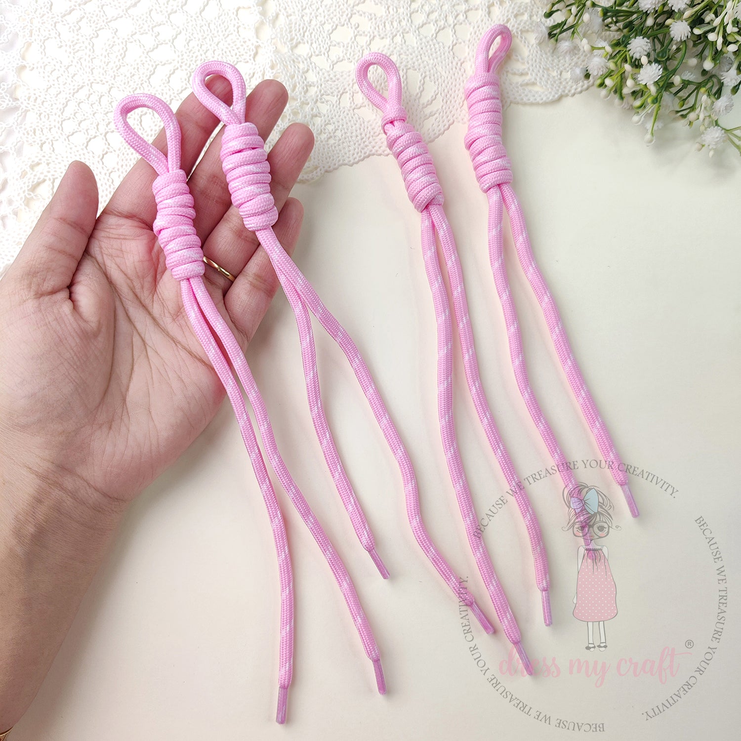 Braided Knot Rope #2 - Pink, 4 Pcs