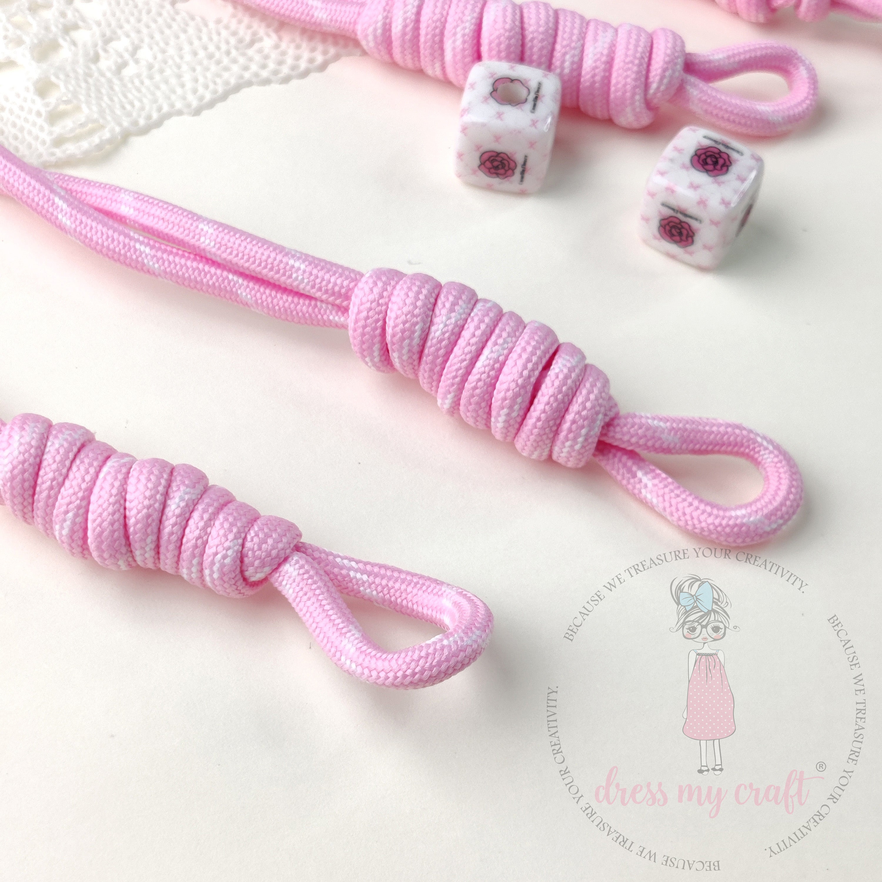 Braided Knot Rope #2 - Pink, 4 Pcs