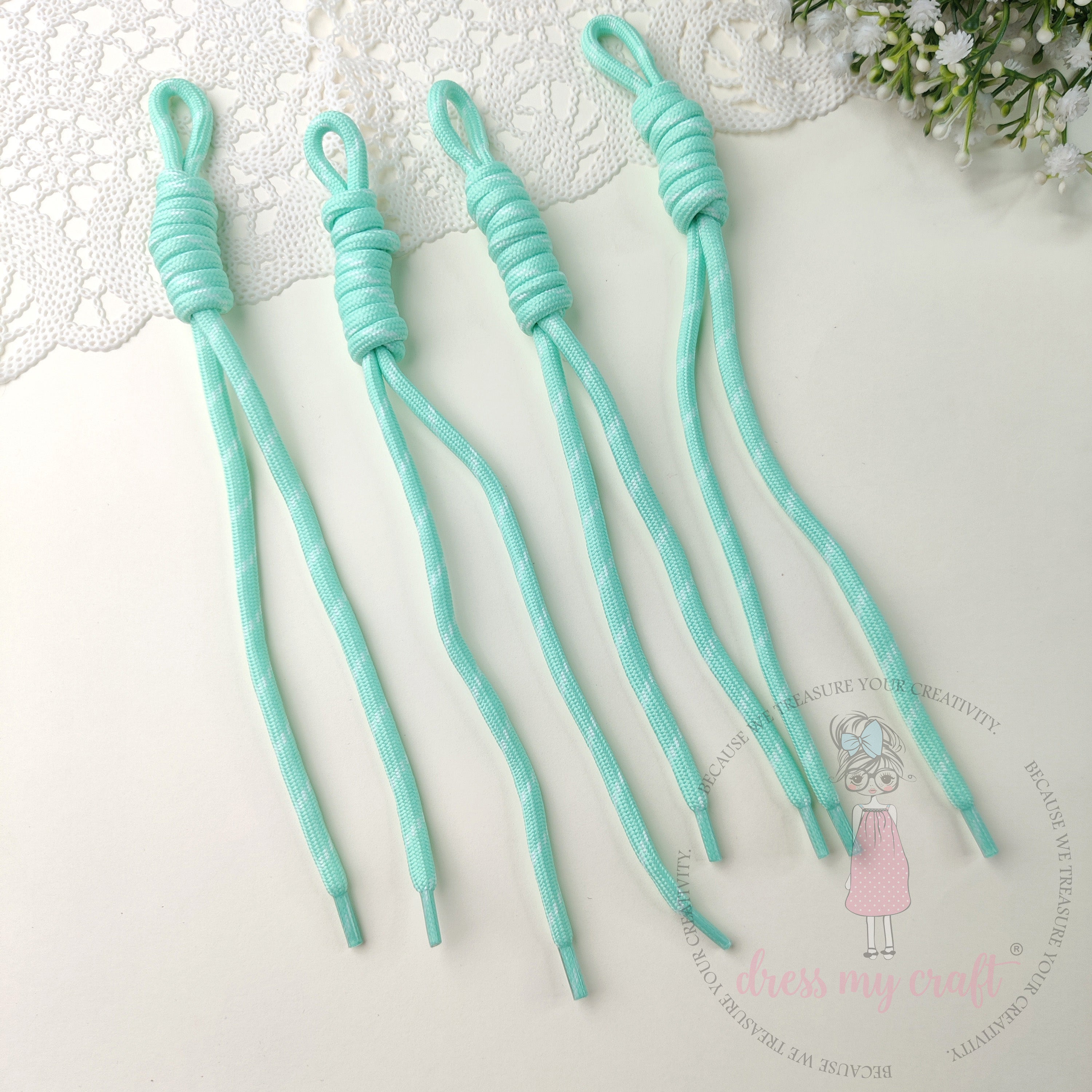 Braided Knot Rope #2 - Mint Green, 4 Pcs