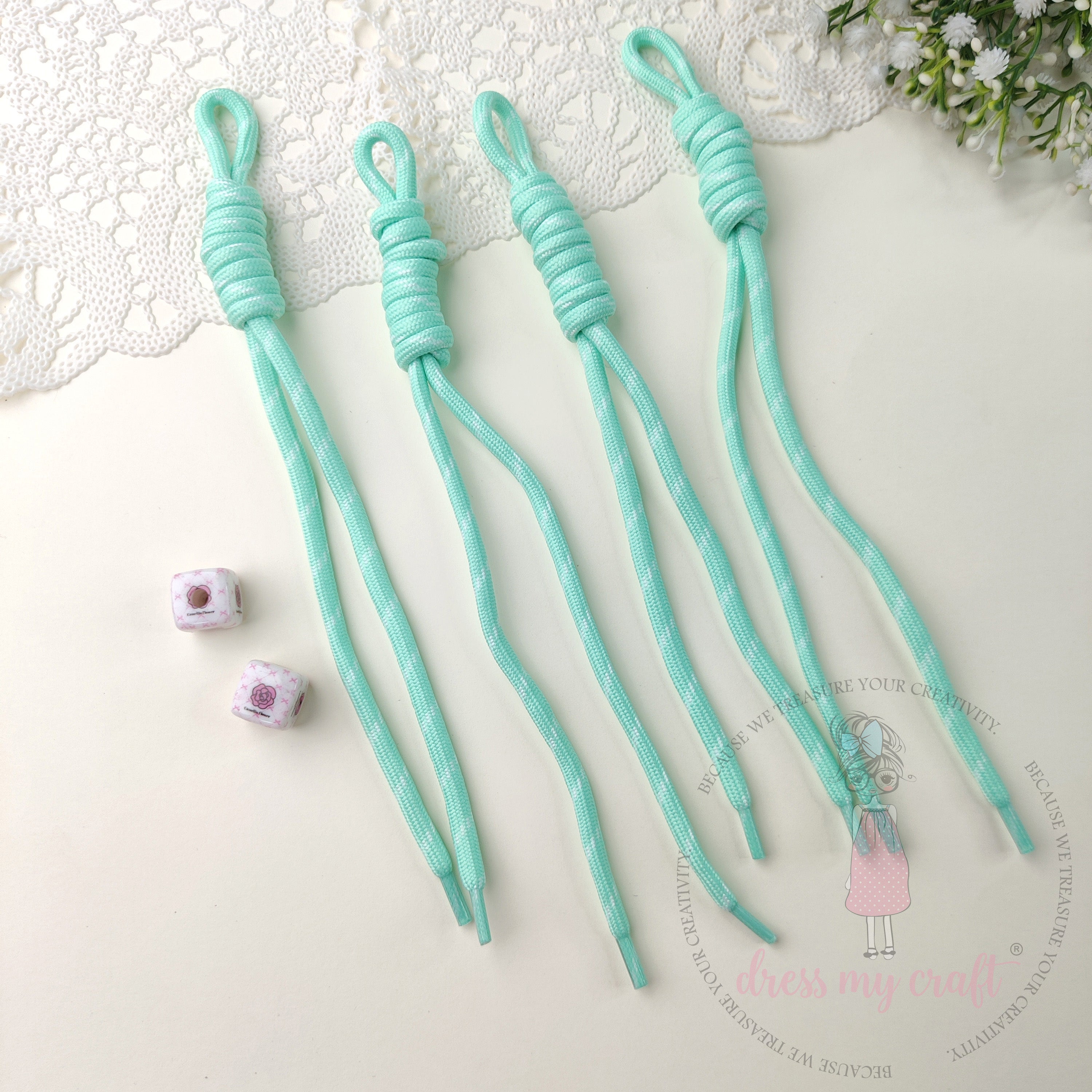 Braided Knot Rope #2 - Mint Green, 4 Pcs