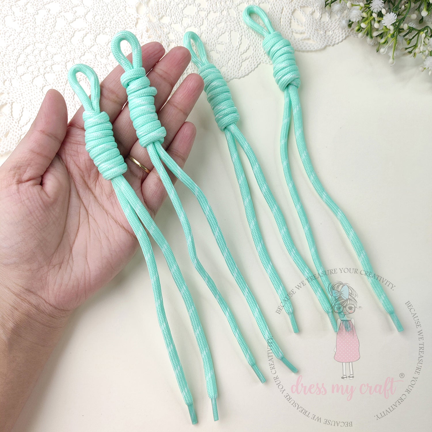 Braided Knot Rope #2 - Mint Green, 4 Pcs