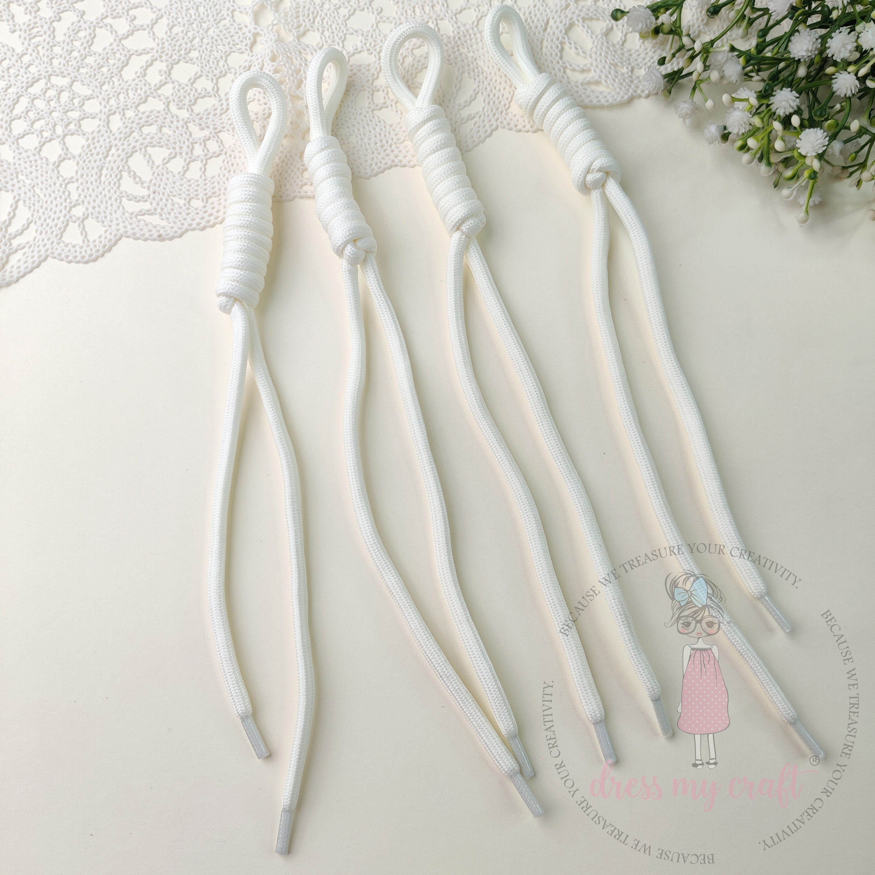 Braided Knot Rope #2 - Off White, 4 Pcs