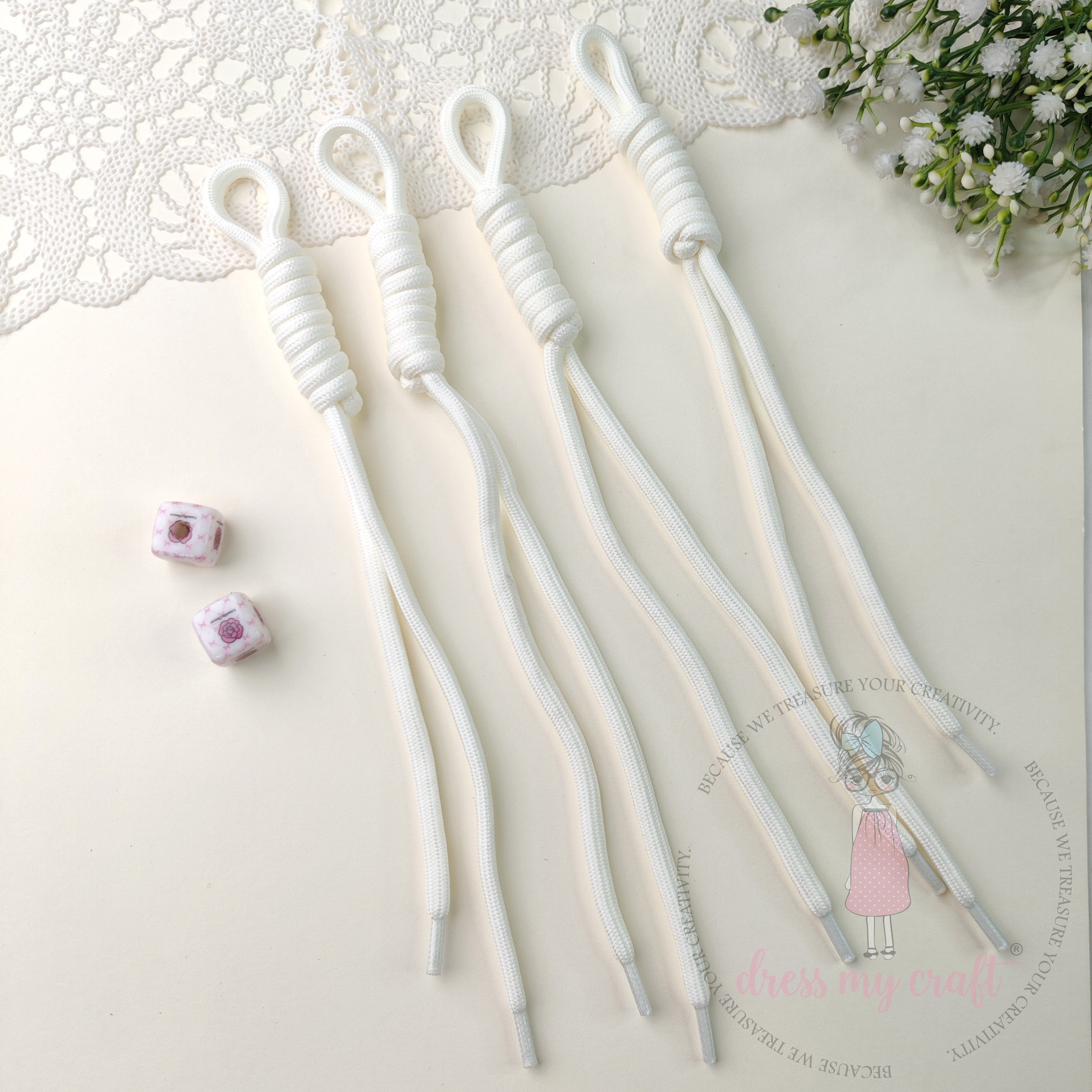 Braided Knot Rope #2 - Off White, 4 Pcs