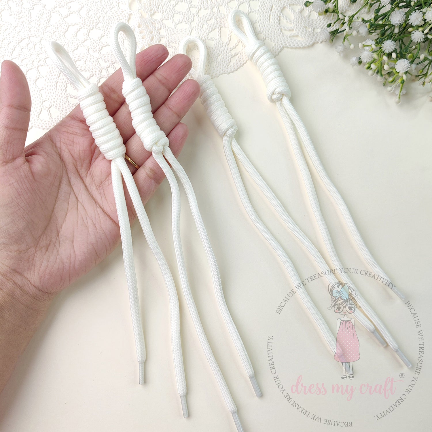 Braided Knot Rope #2 - Off White, 4 Pcs