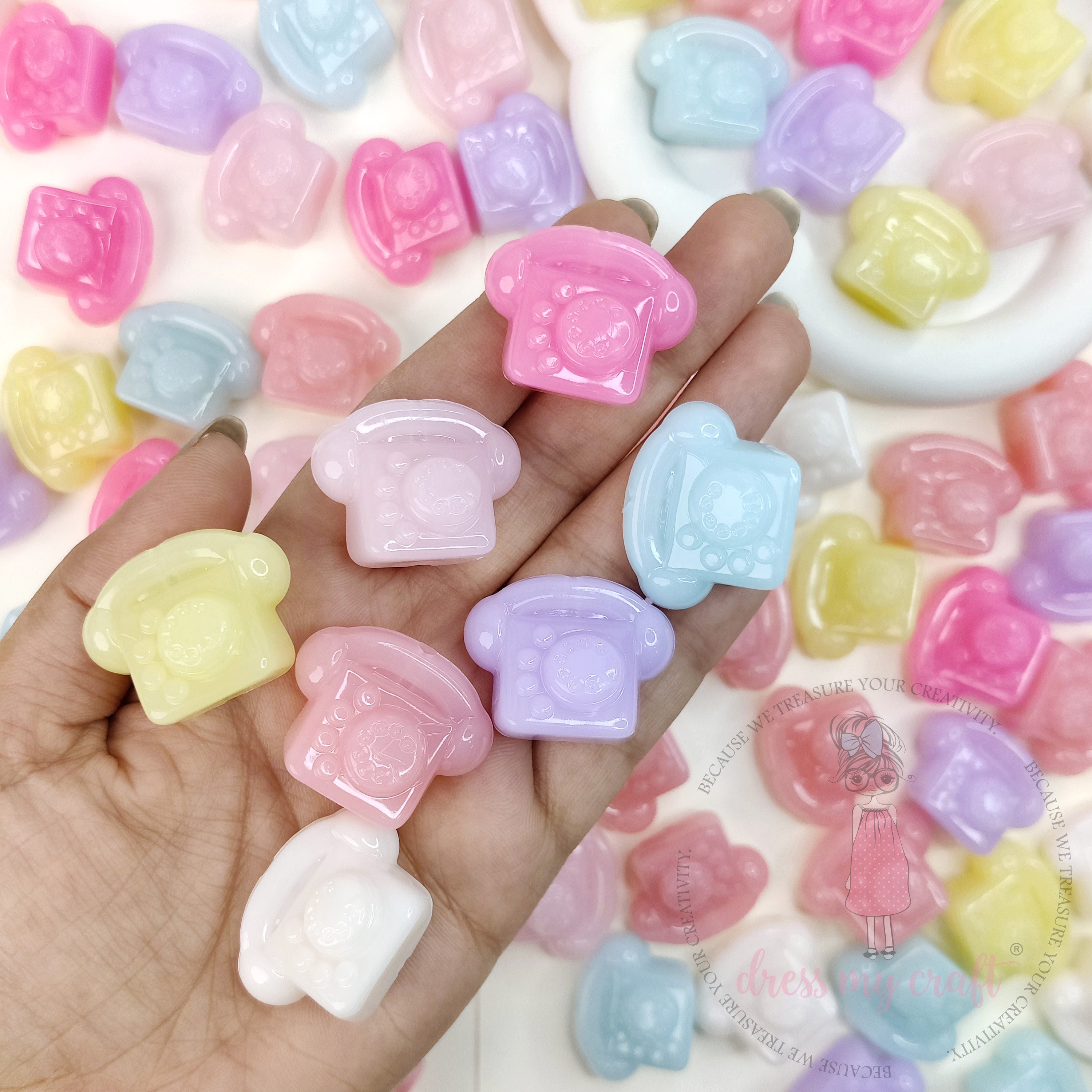 Holographic Retro Telephone Beads