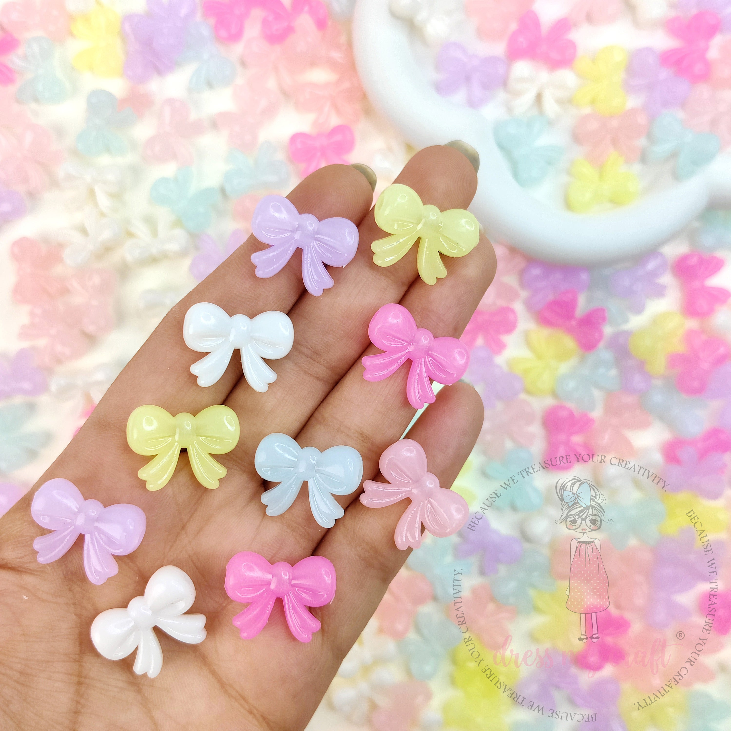 Pastel Colorful Bow Beads - 20 Pcs