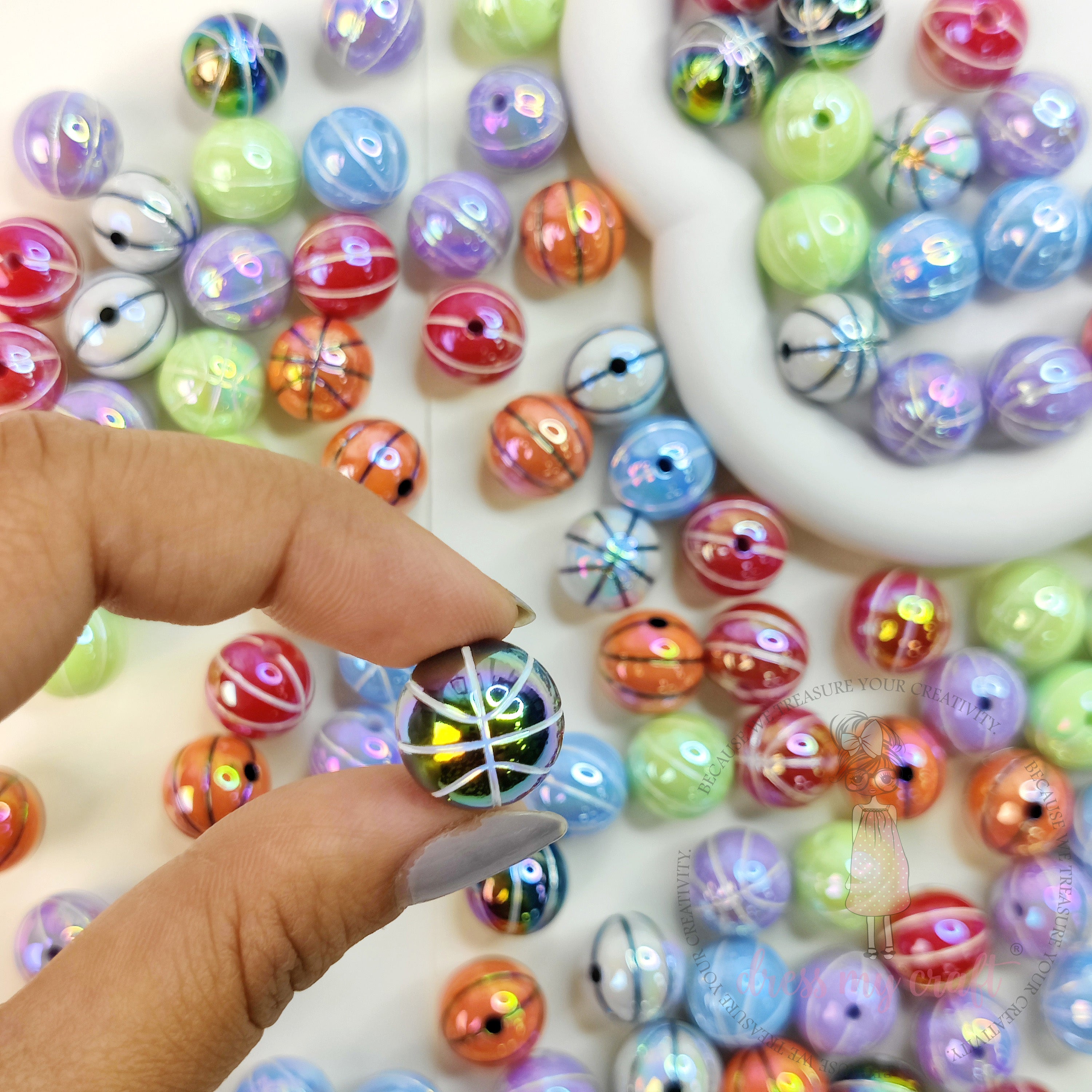 Multicolor Basket Ball Beads - 10 Pcs