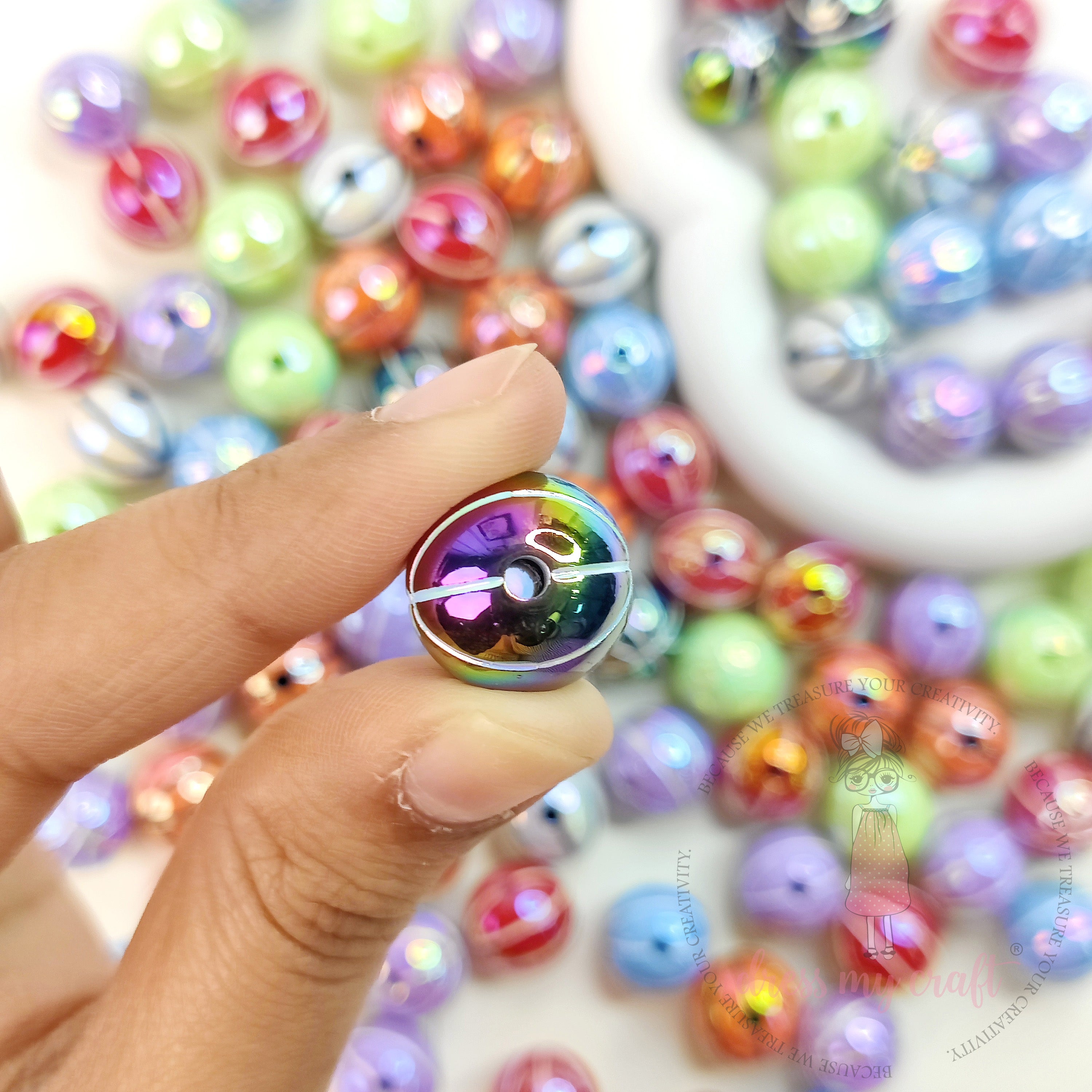 Multicolor Basket Ball Beads - 10 Pcs