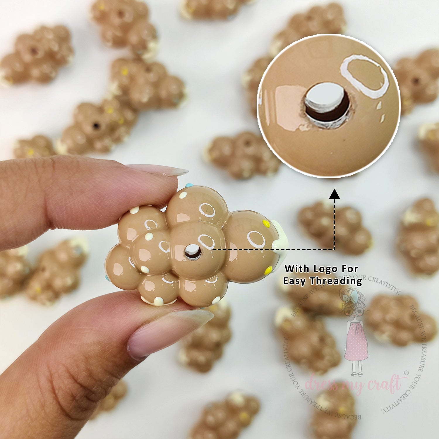 Hand Painted Brown Clouds Beads  - 8 Pcs