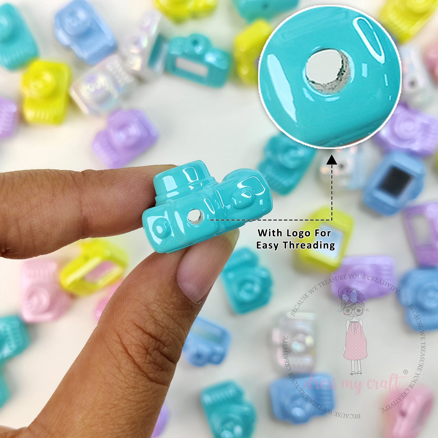 Multicolor Selfie Camera Beads - 5 Pcs