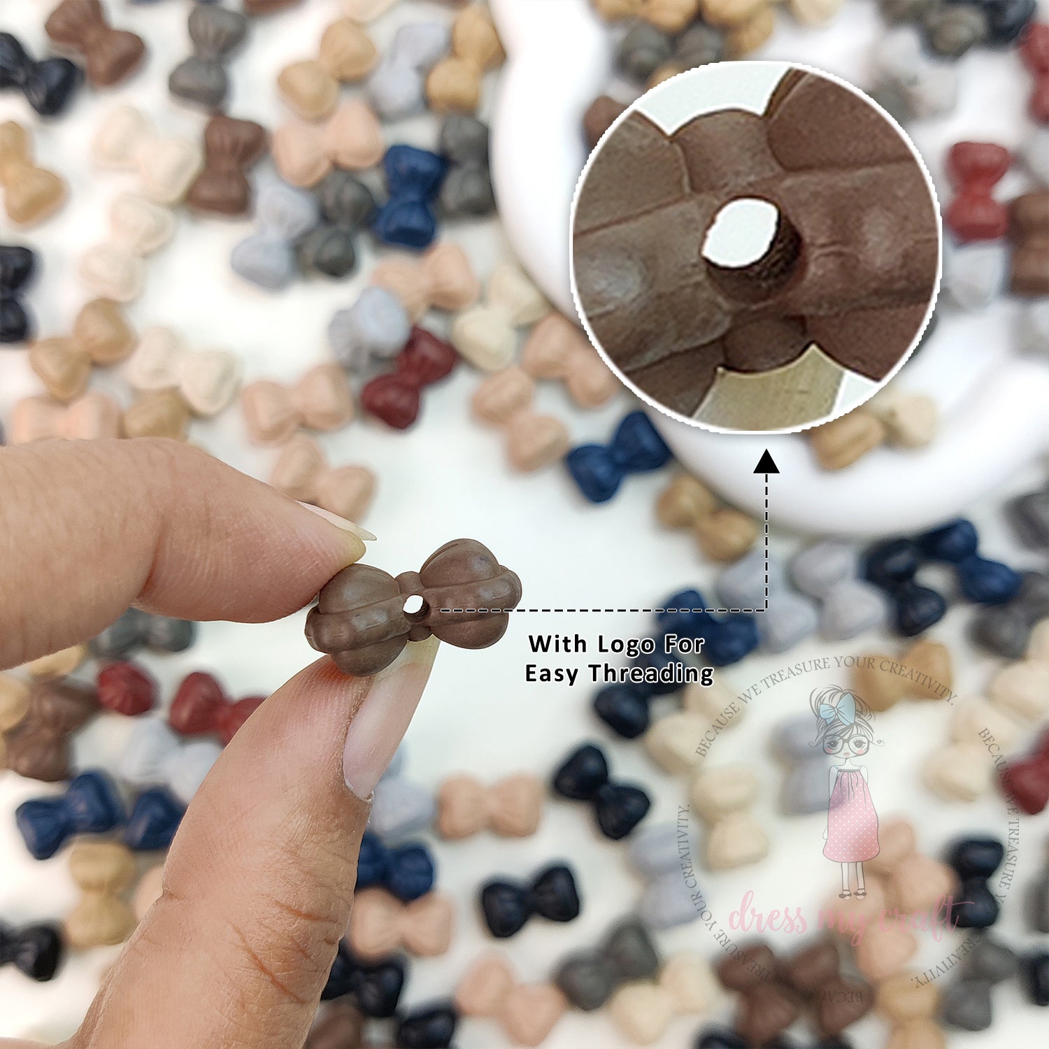 Matt Earthy Tones Bow Beads - 25 Pcs