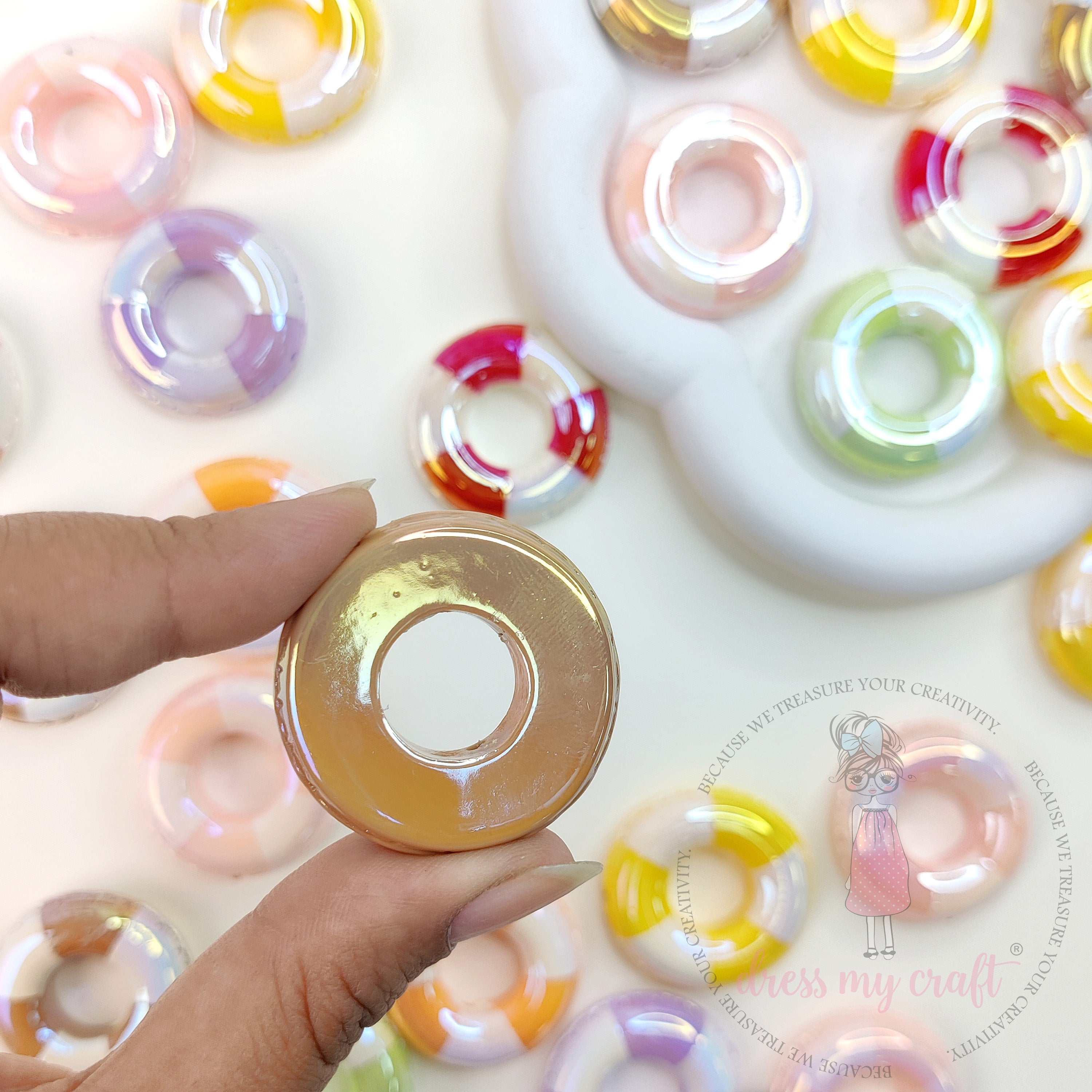 Multicolor Holographic Swimming Tube Beads - 4 Pcs