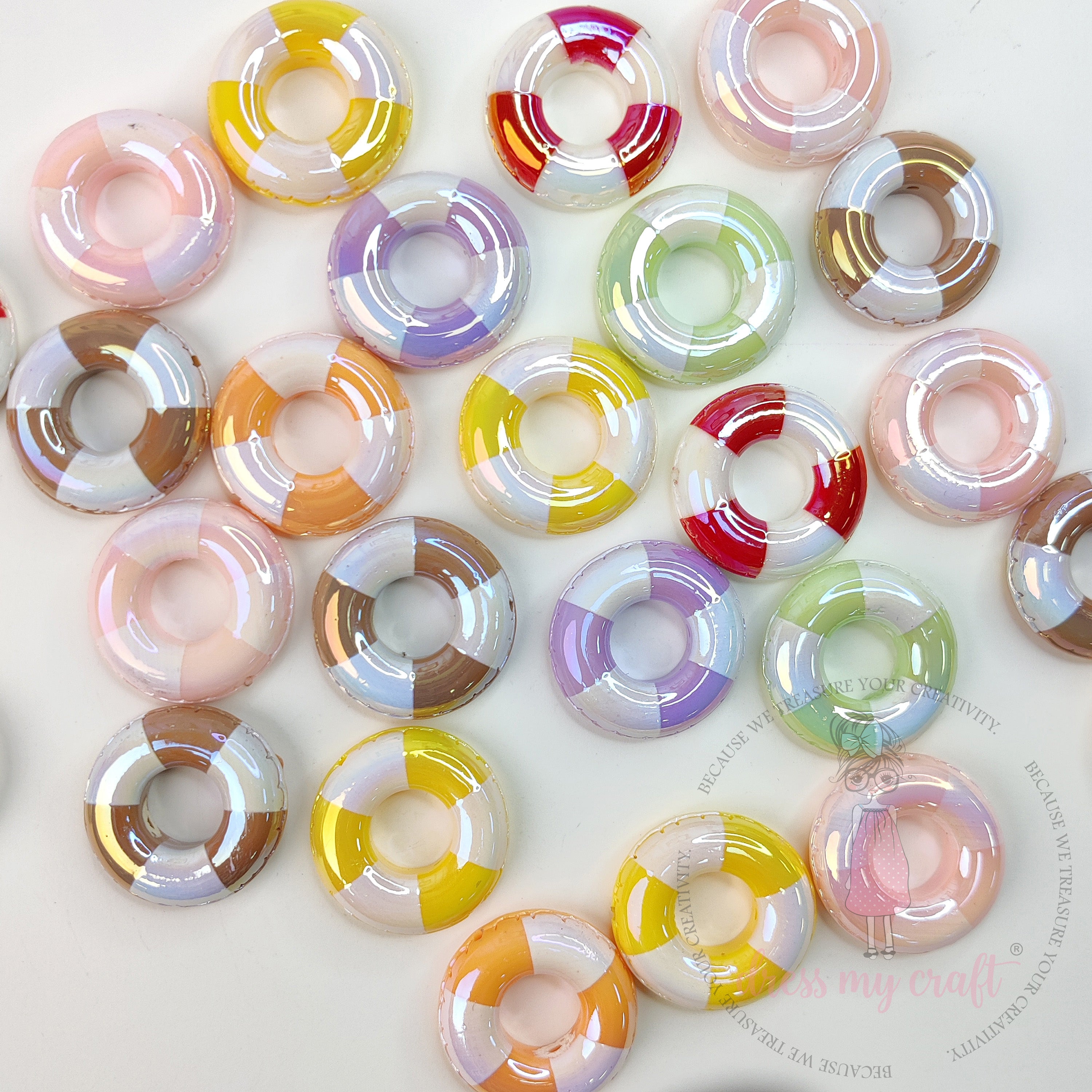 Multicolor Holographic Swimming Tube Beads - 4 Pcs