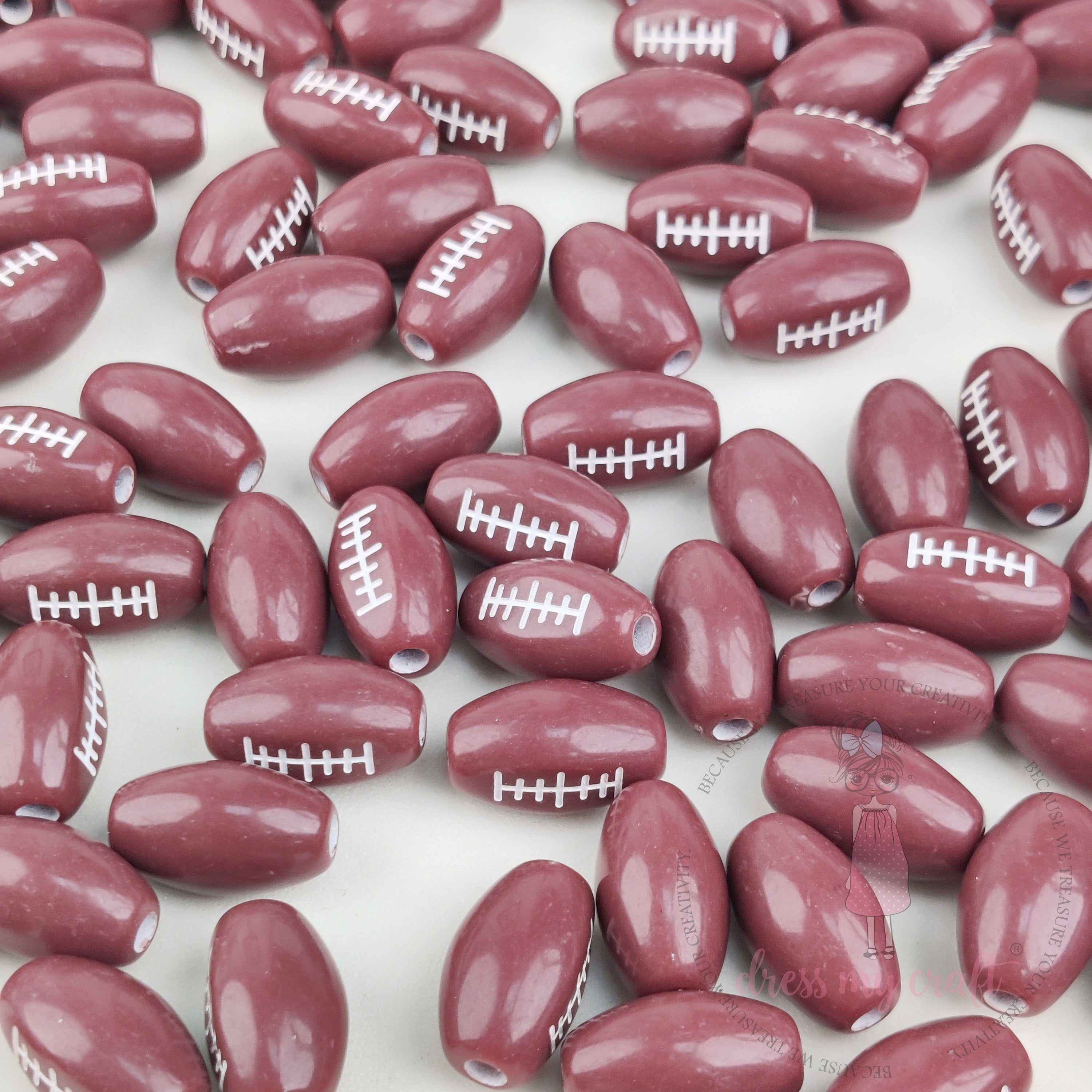 Oval Football Rugby Beadsv - 30 Pcs