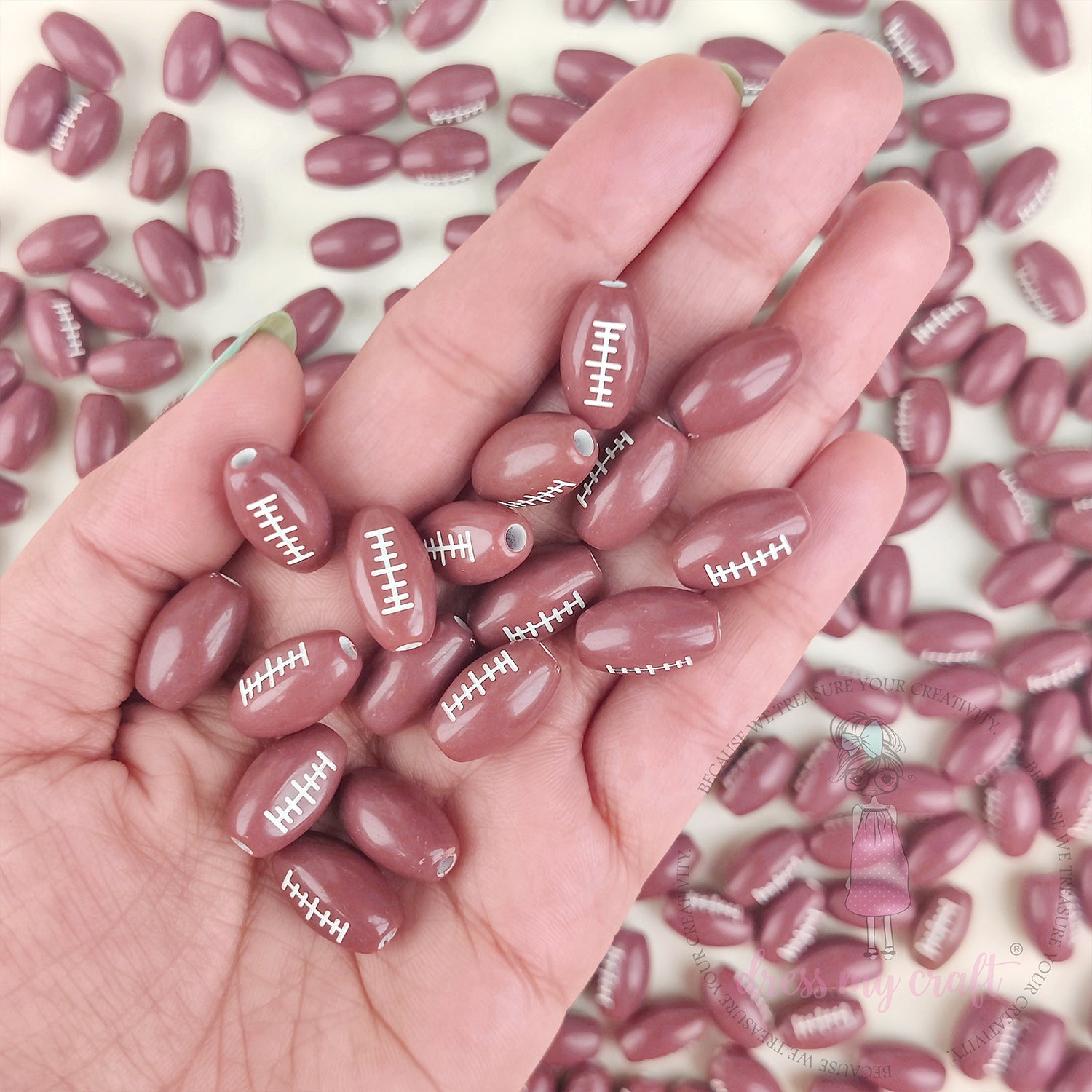 Oval Football Rugby Beadsv - 30 Pcs