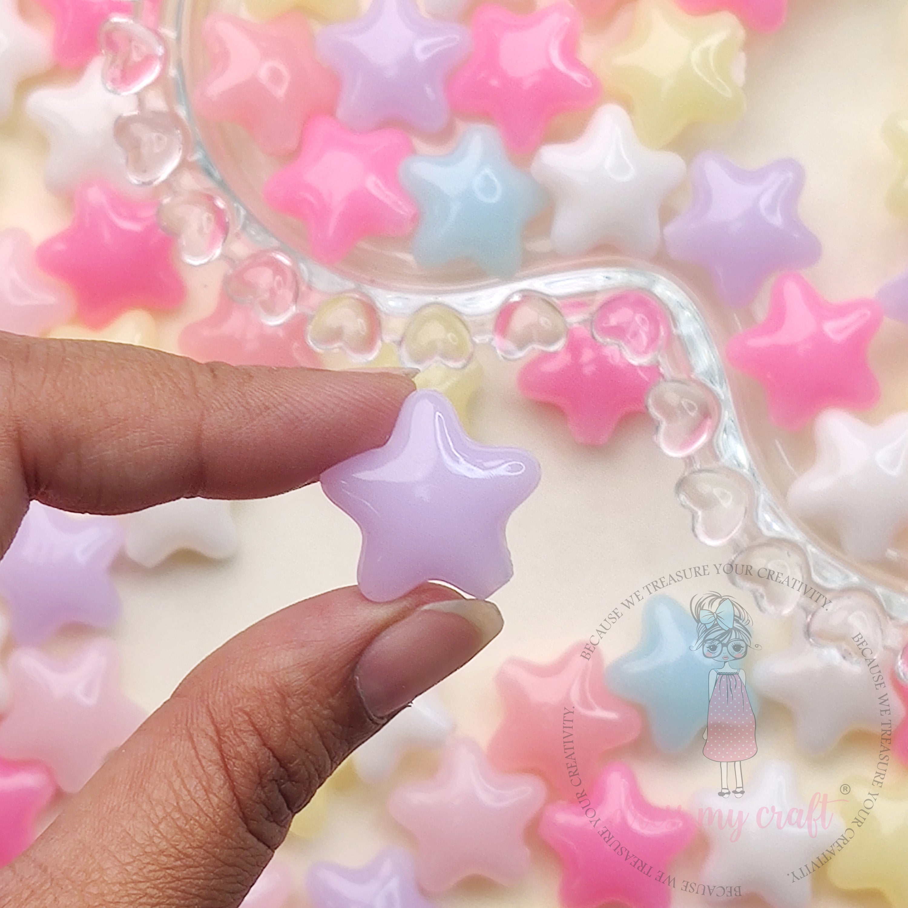 Pastel Colorful Jelly Star Beads - 50 Gms