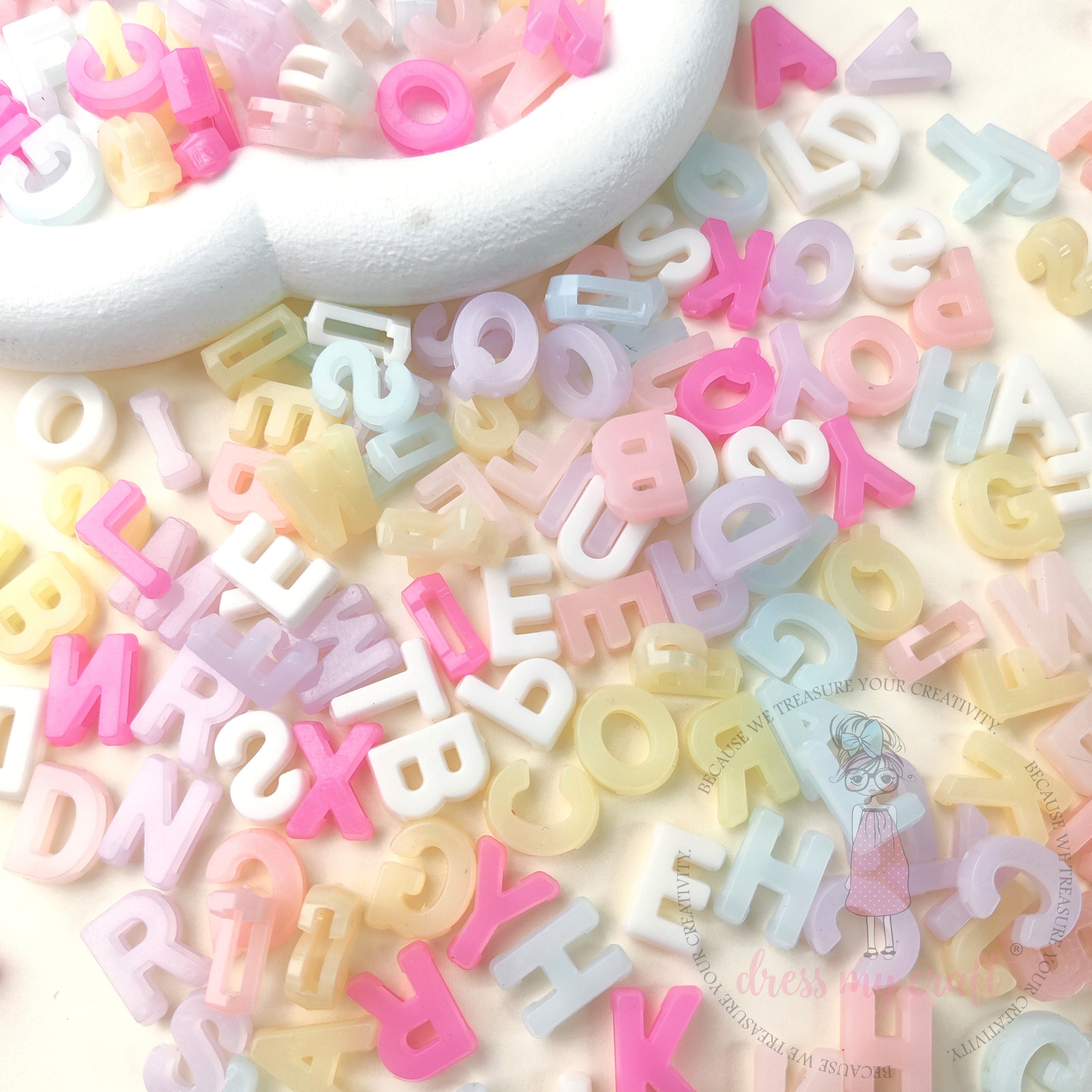 Cotton Candy Alphabet Beads