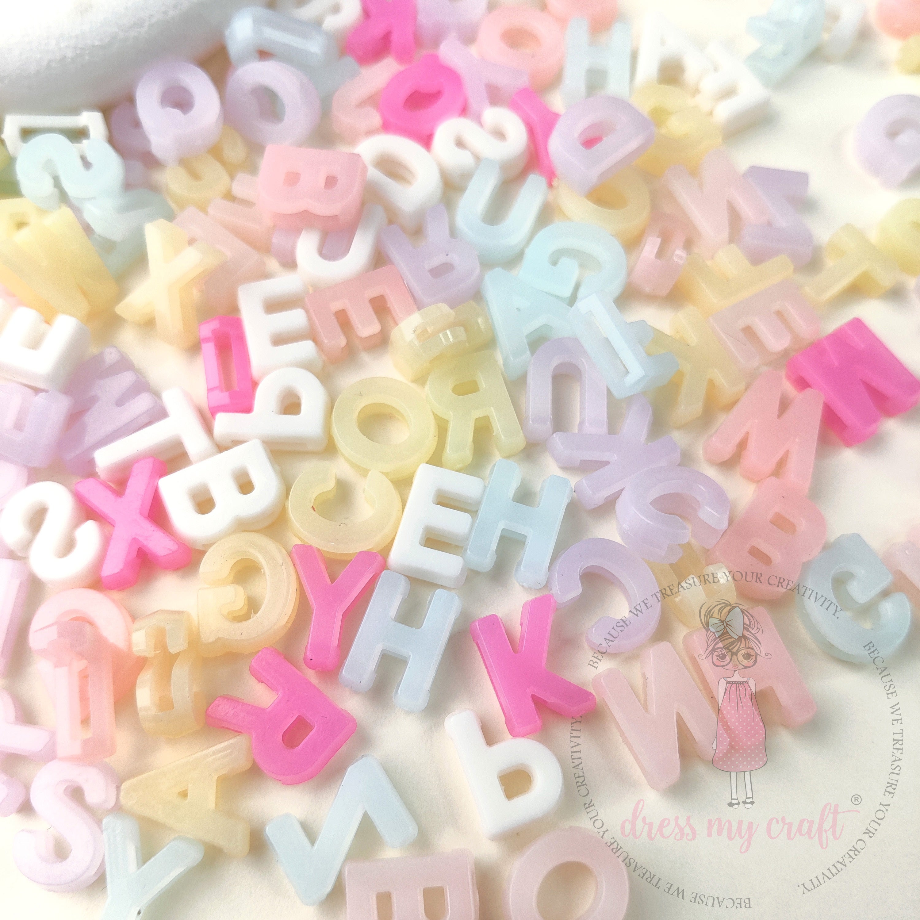 Cotton Candy Alphabet Beads