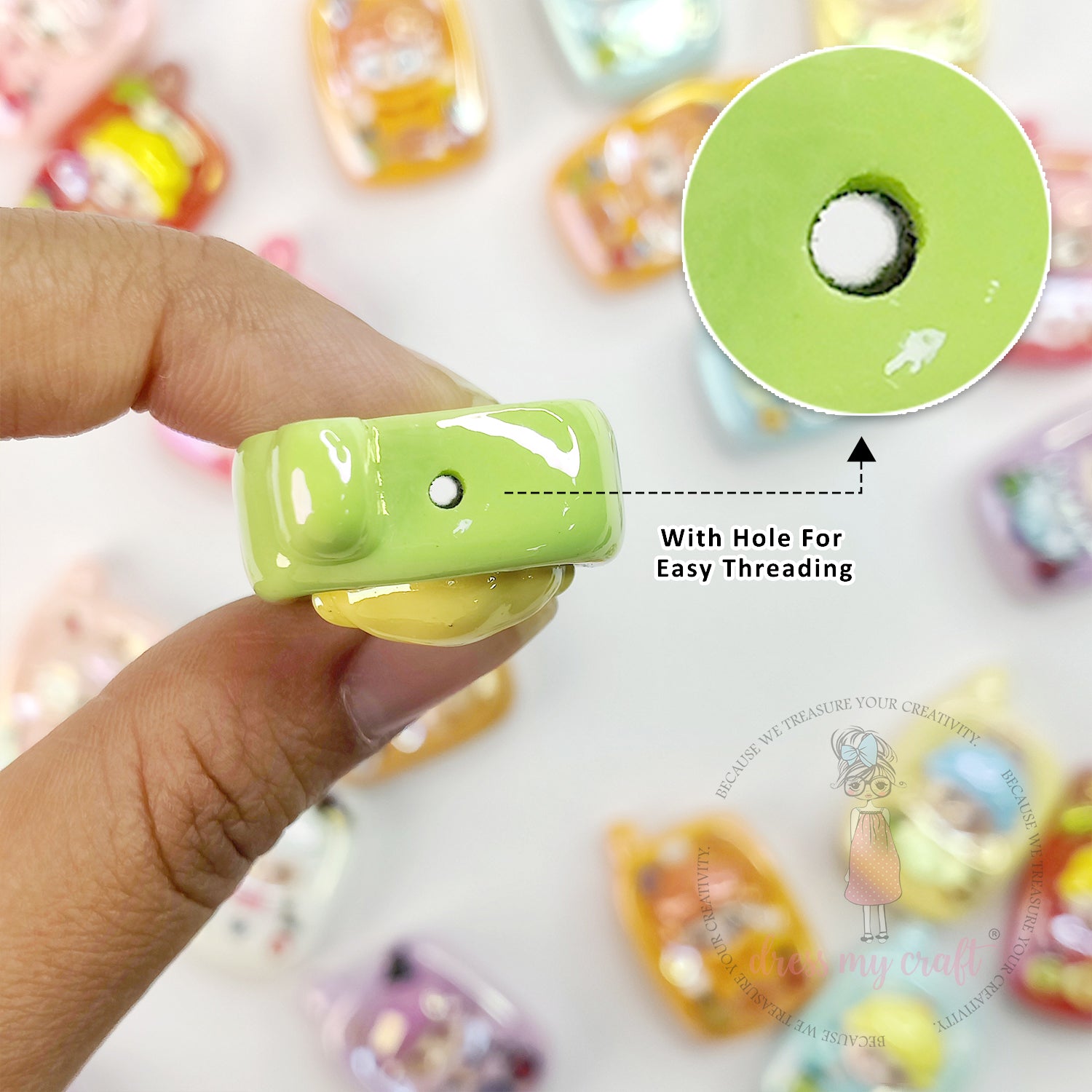 Multicolor Cute Telephone Beads - 2 Pcs