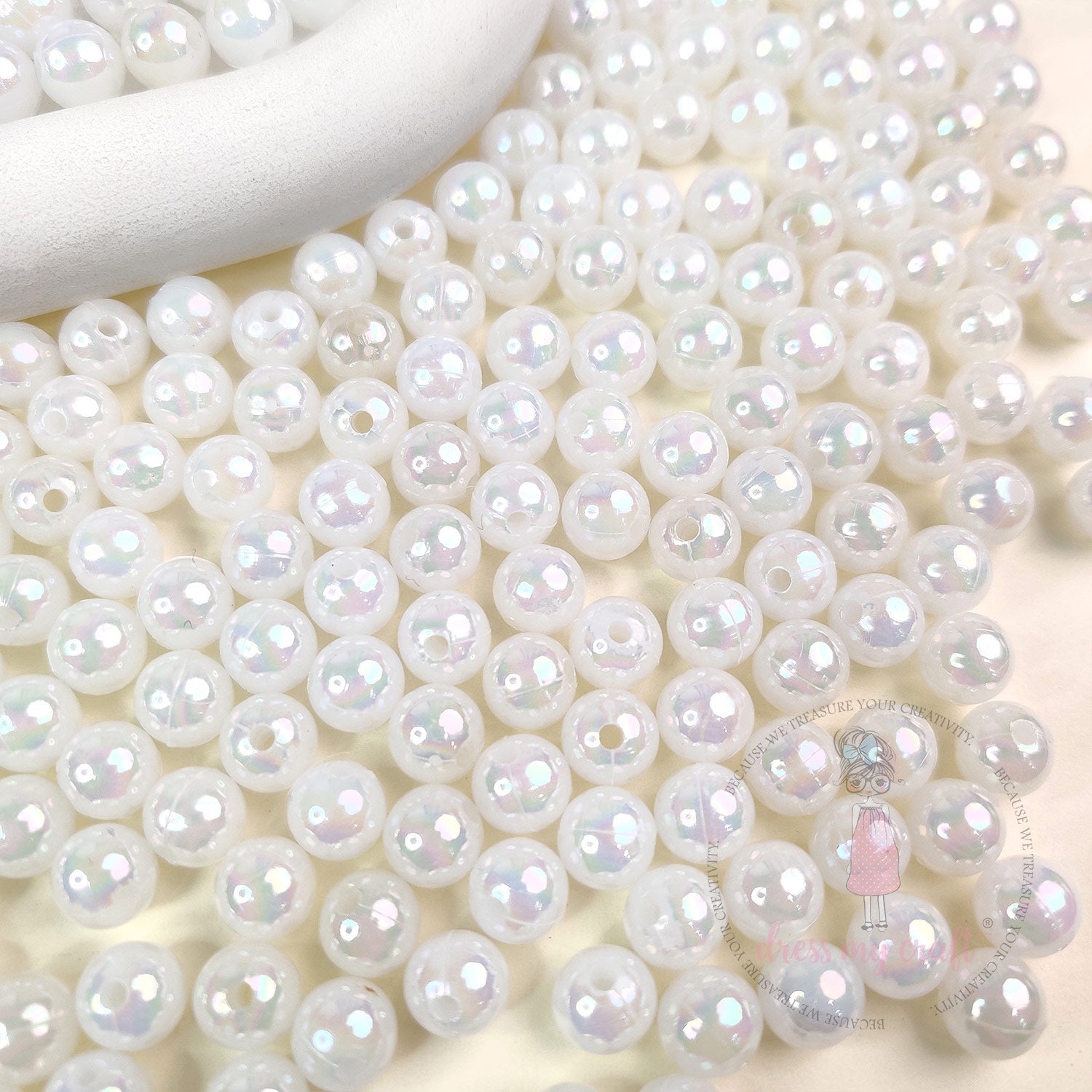 Holographic Pearl Round Beads