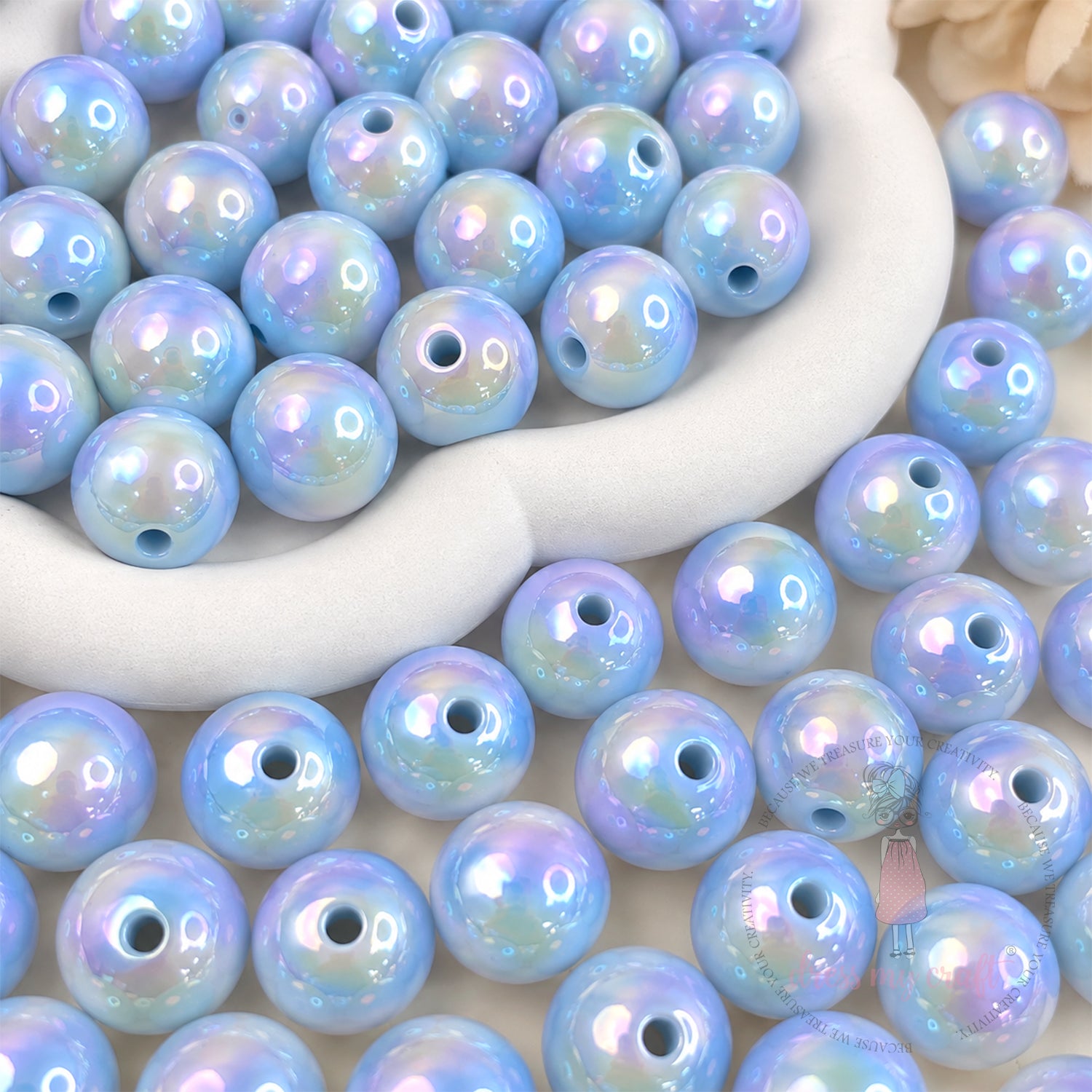 Holographic Premium Acrylic Beads - Ocean Blue
