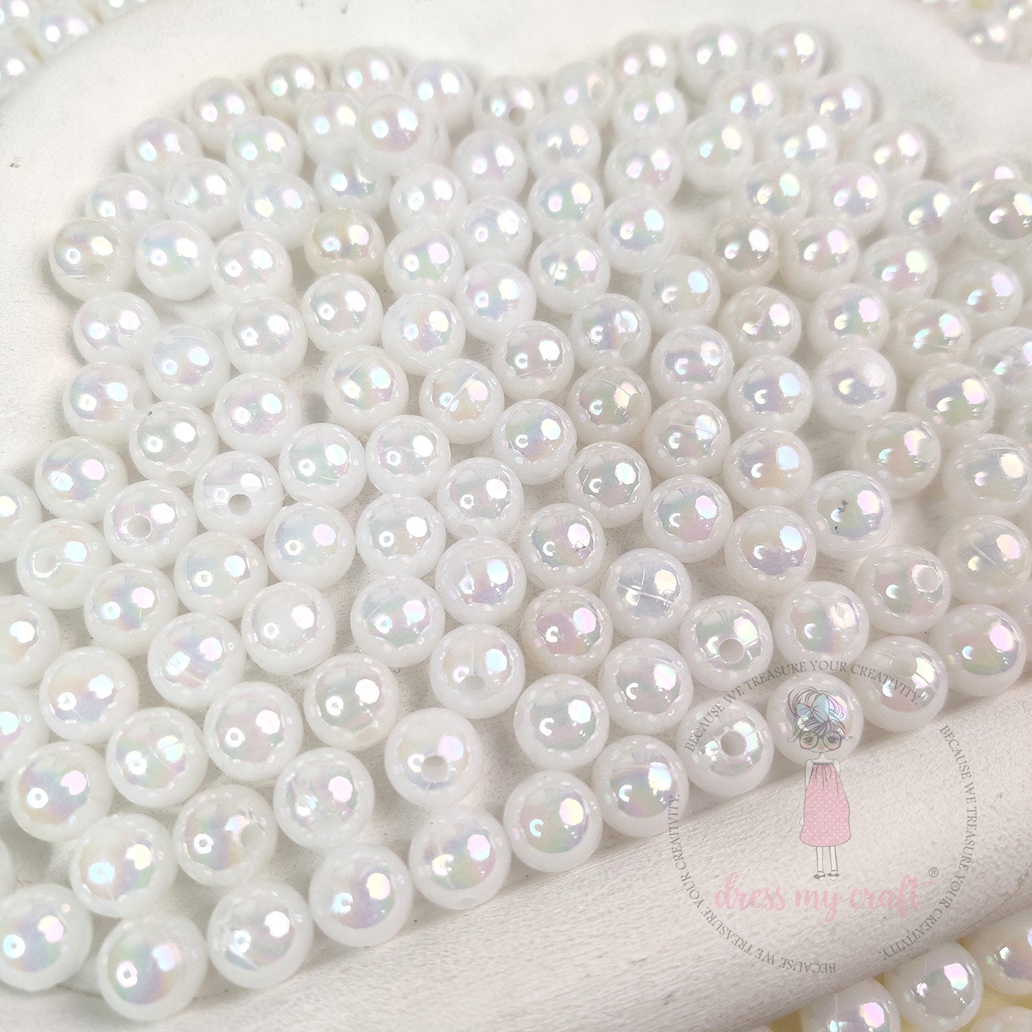 Holographic Pearl Round Beads