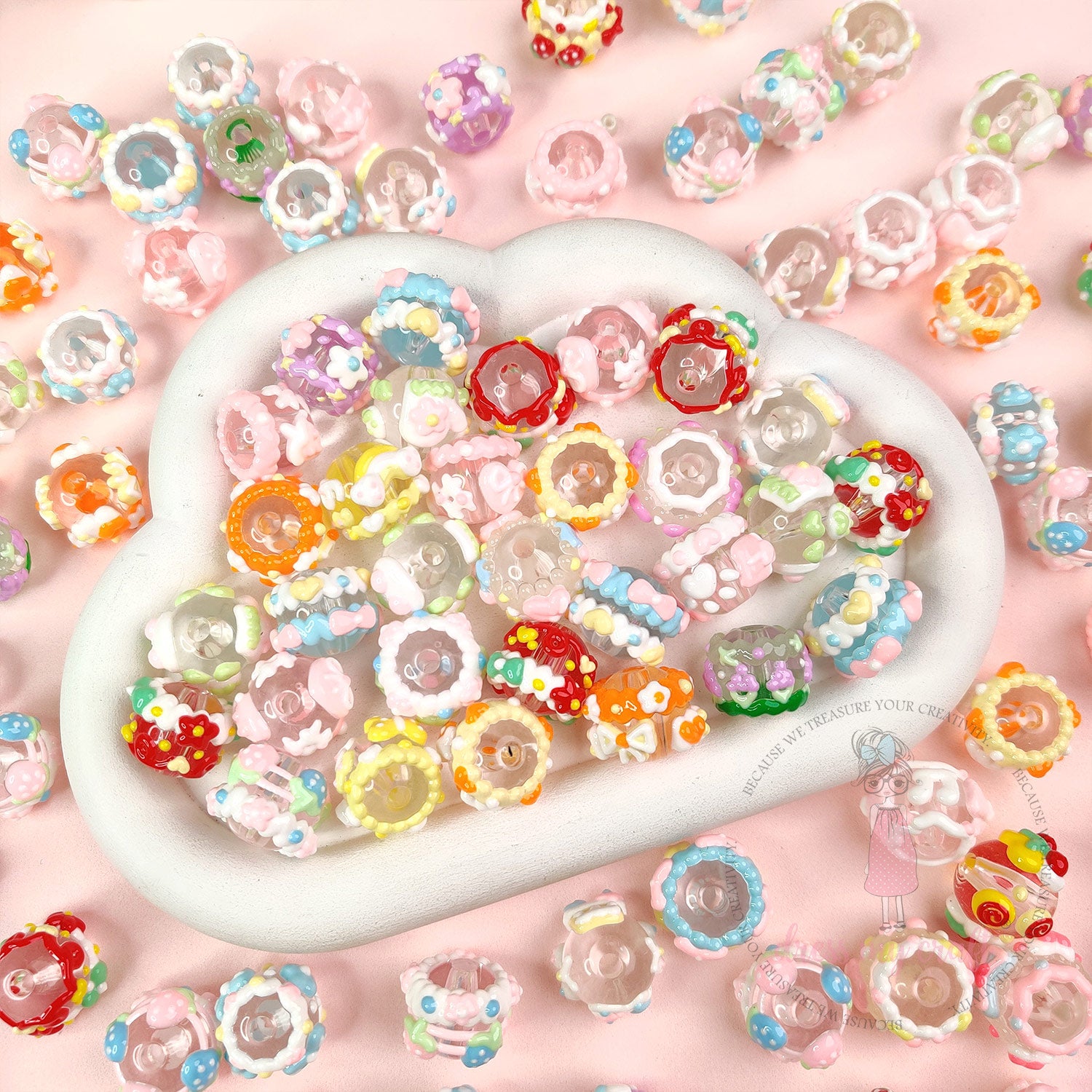 Hand-Painted Pastel Beads