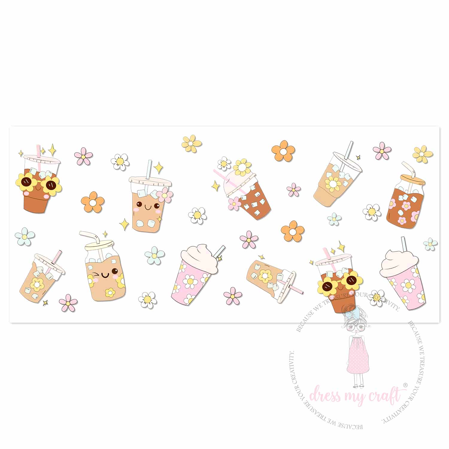 Cute Cafe Drinks 3D Wrap-Around Sticker