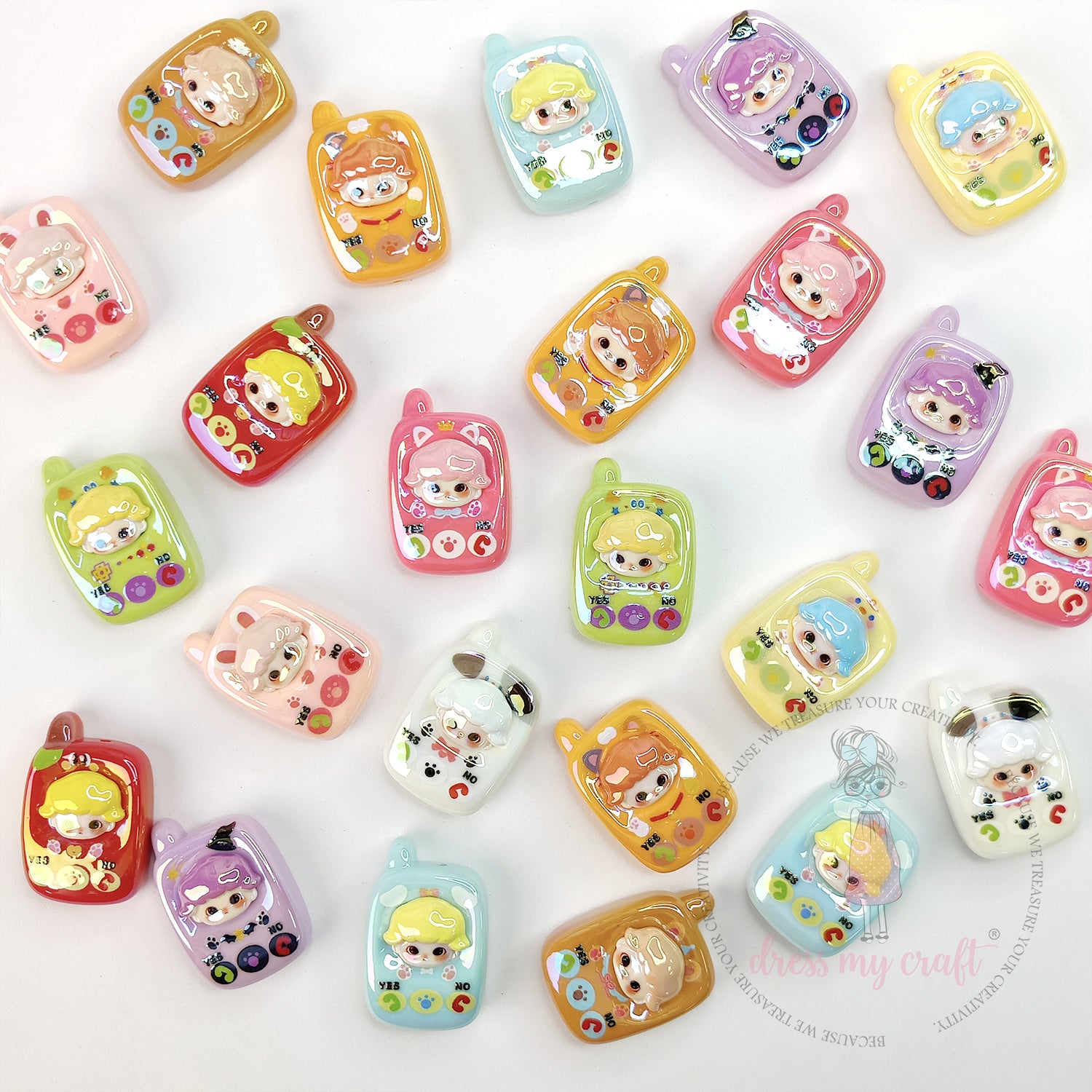 Multicolor Cute Telephone Beads - 2 Pcs