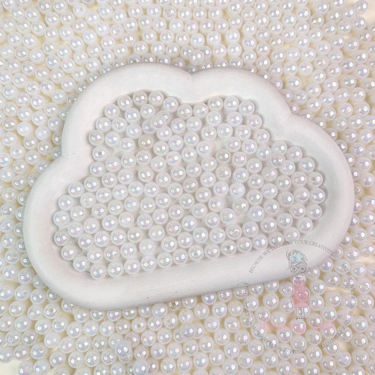 Holographic Pearl Round Beads