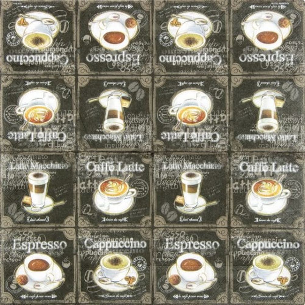 Napkin - Types Of Coffee (Decoupage Napkin)