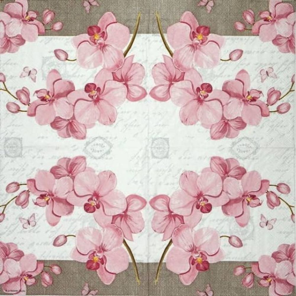 Napkin - Orchids With Love (Decoupage Napkin)
